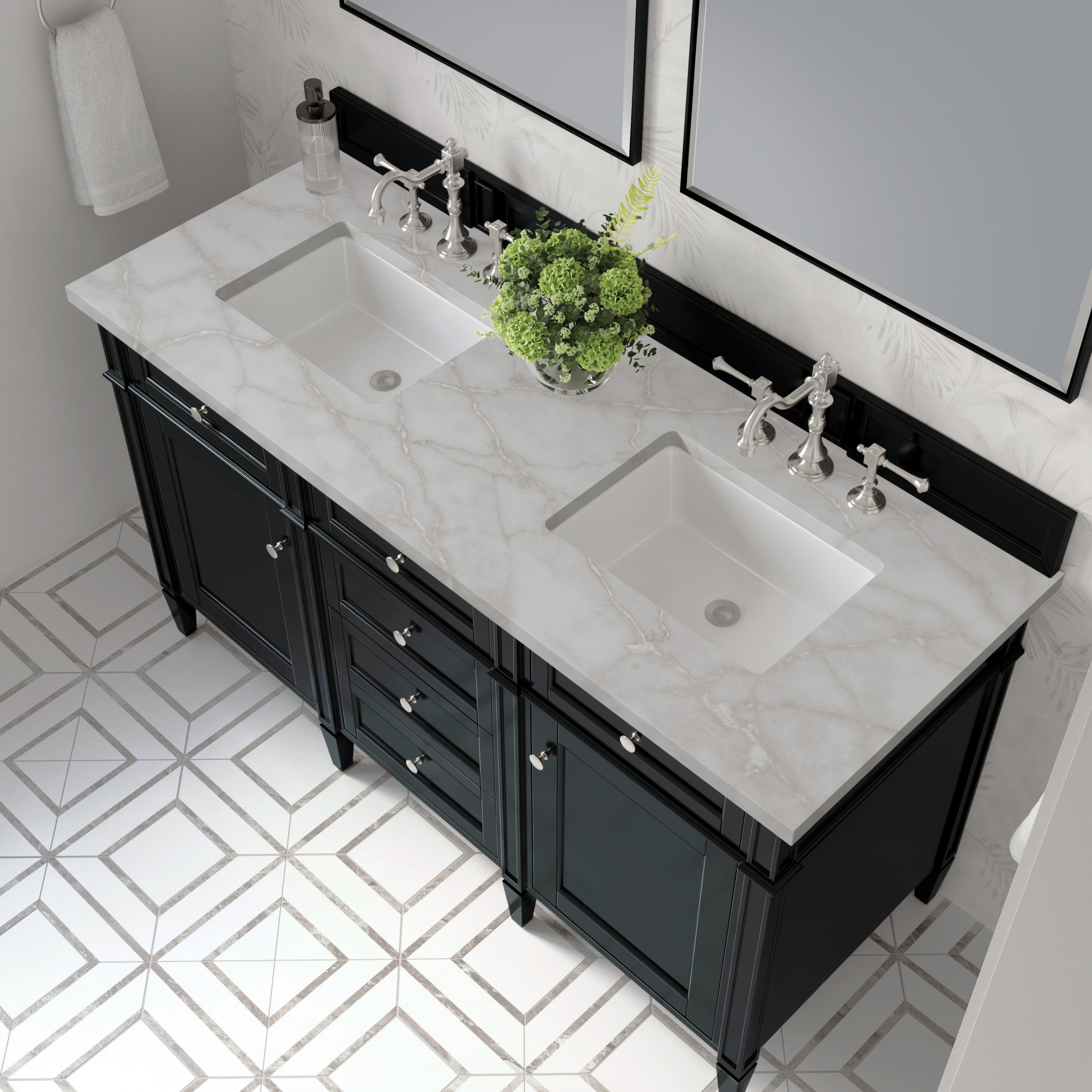 Black Onyx / Victorian Silver - 3 Faucet Holes