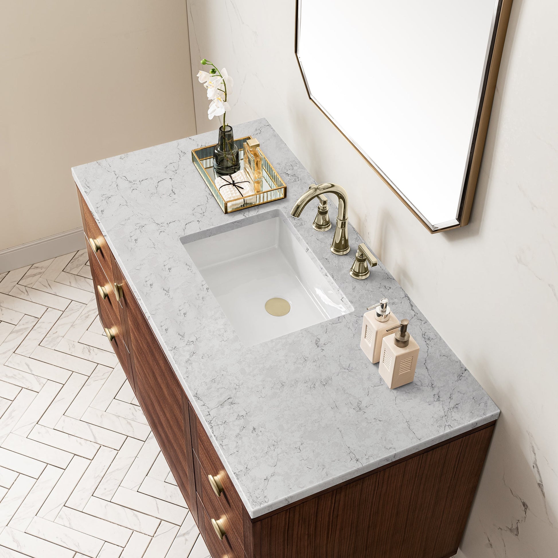 Mid-Century Walnut / Eternal Jasmine Pearl - 3 Faucet Holes