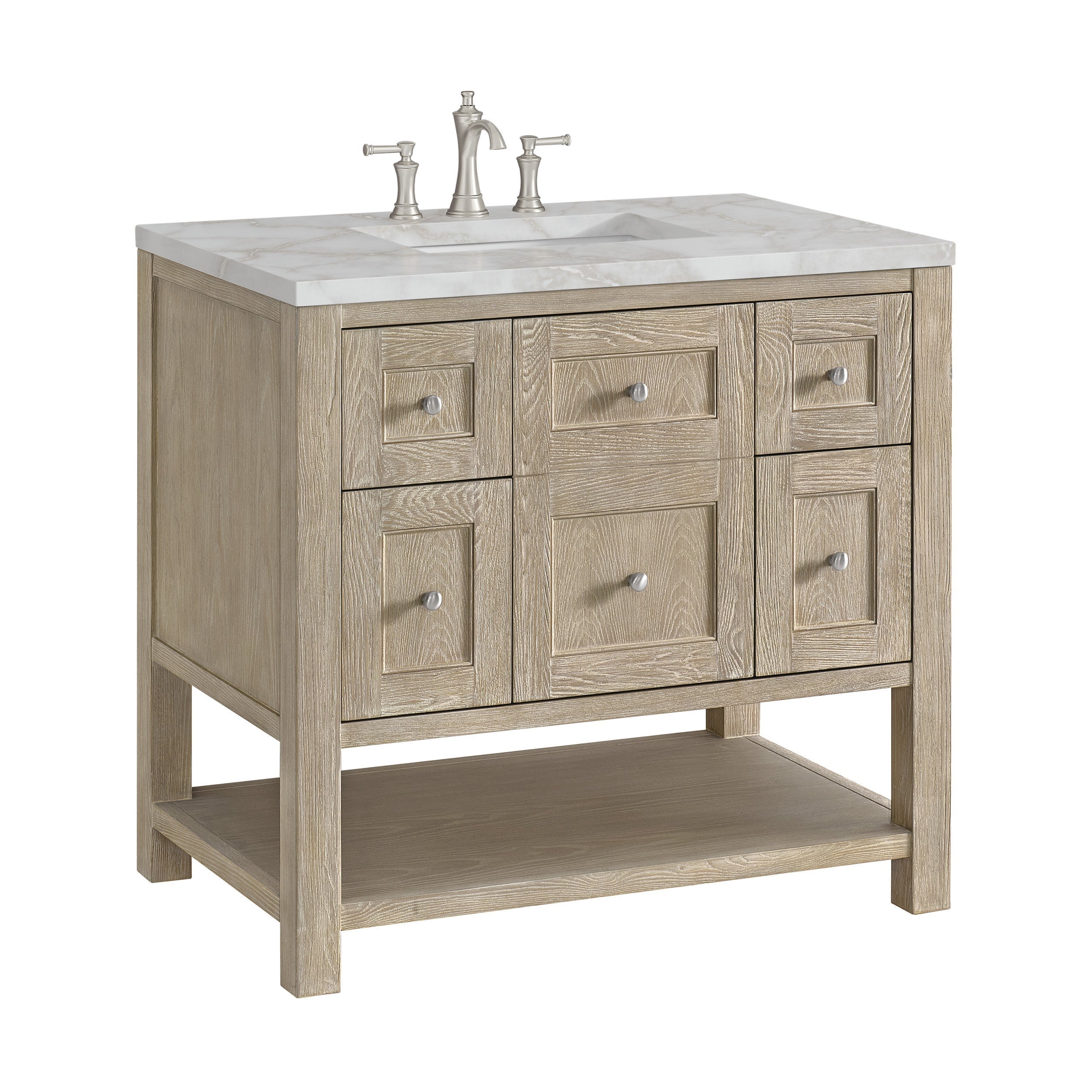 Whitewashed Oak / Victorian Silver - 3 Faucet Holes