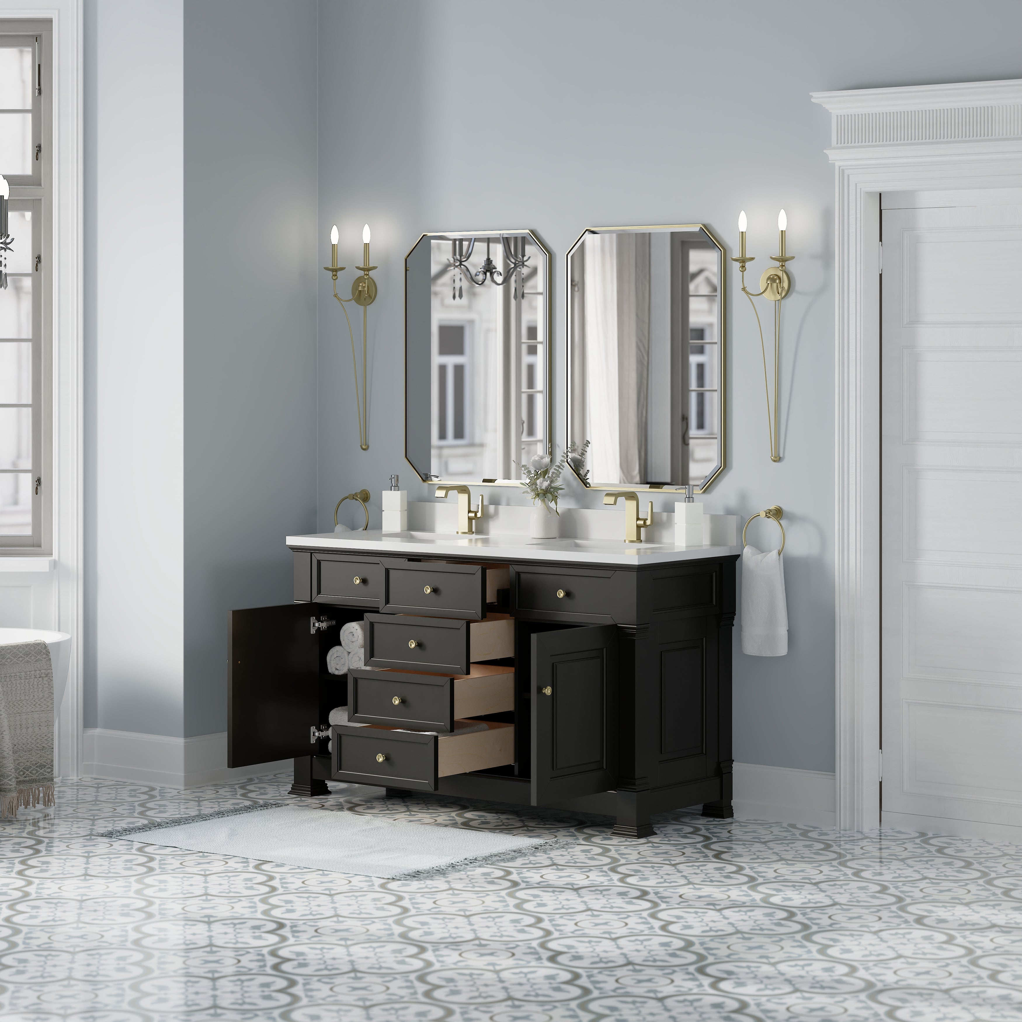 Black Onyx / White Zeus - 1 Faucet Hole