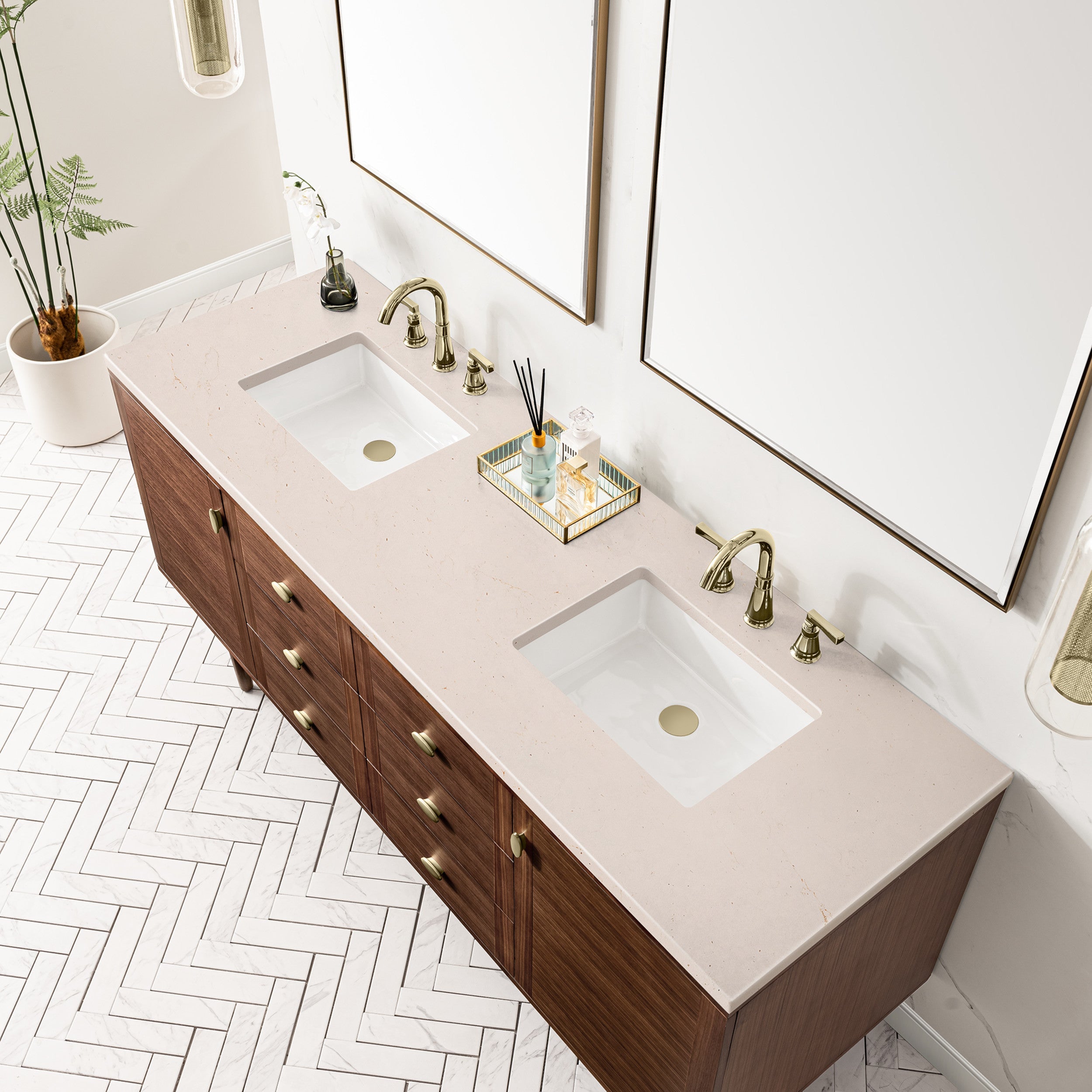 Mid-Century Walnut / Eternal Marfil - 3 Faucet Holes