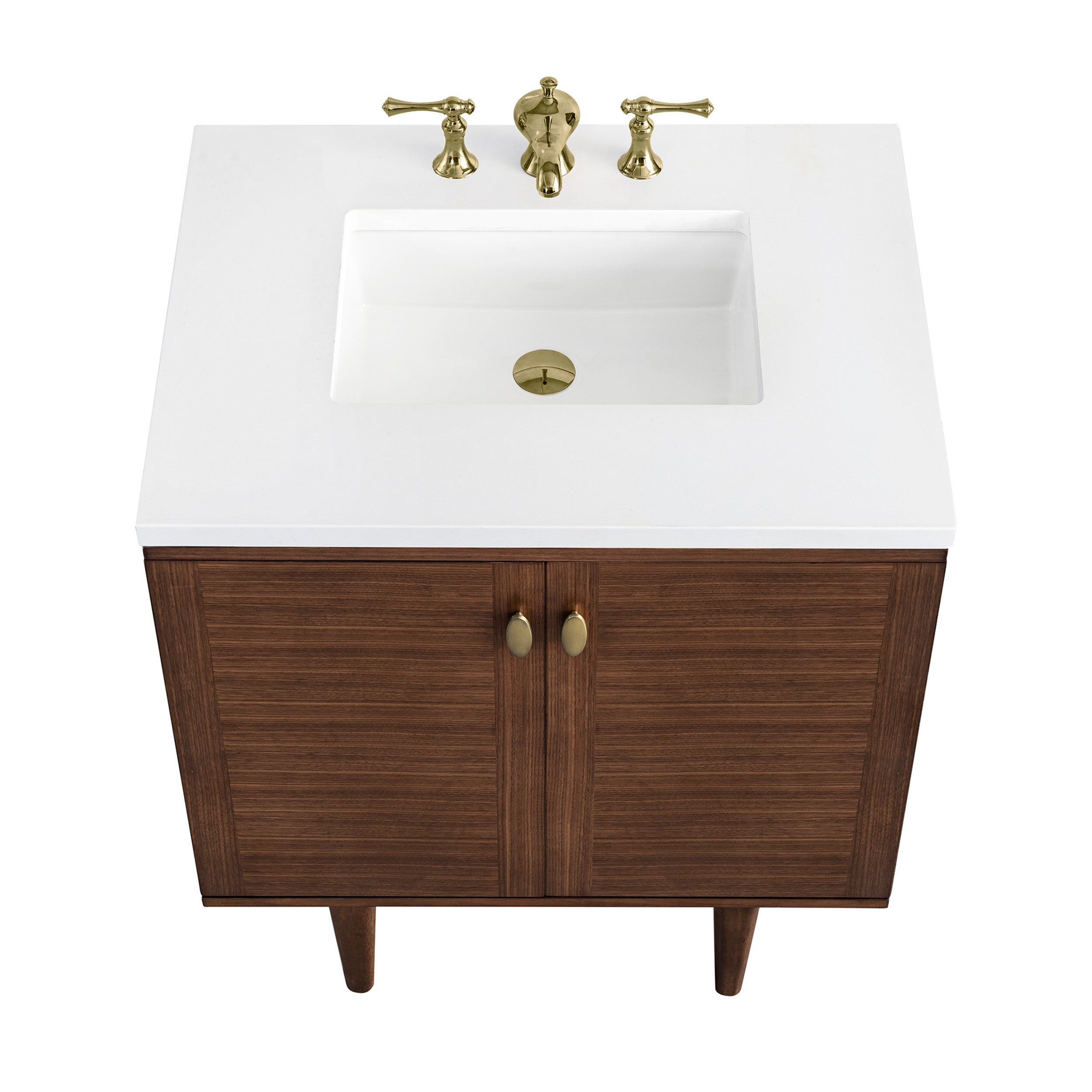 Mid-Century Walnut / White Zeus - 3 Faucet Holes