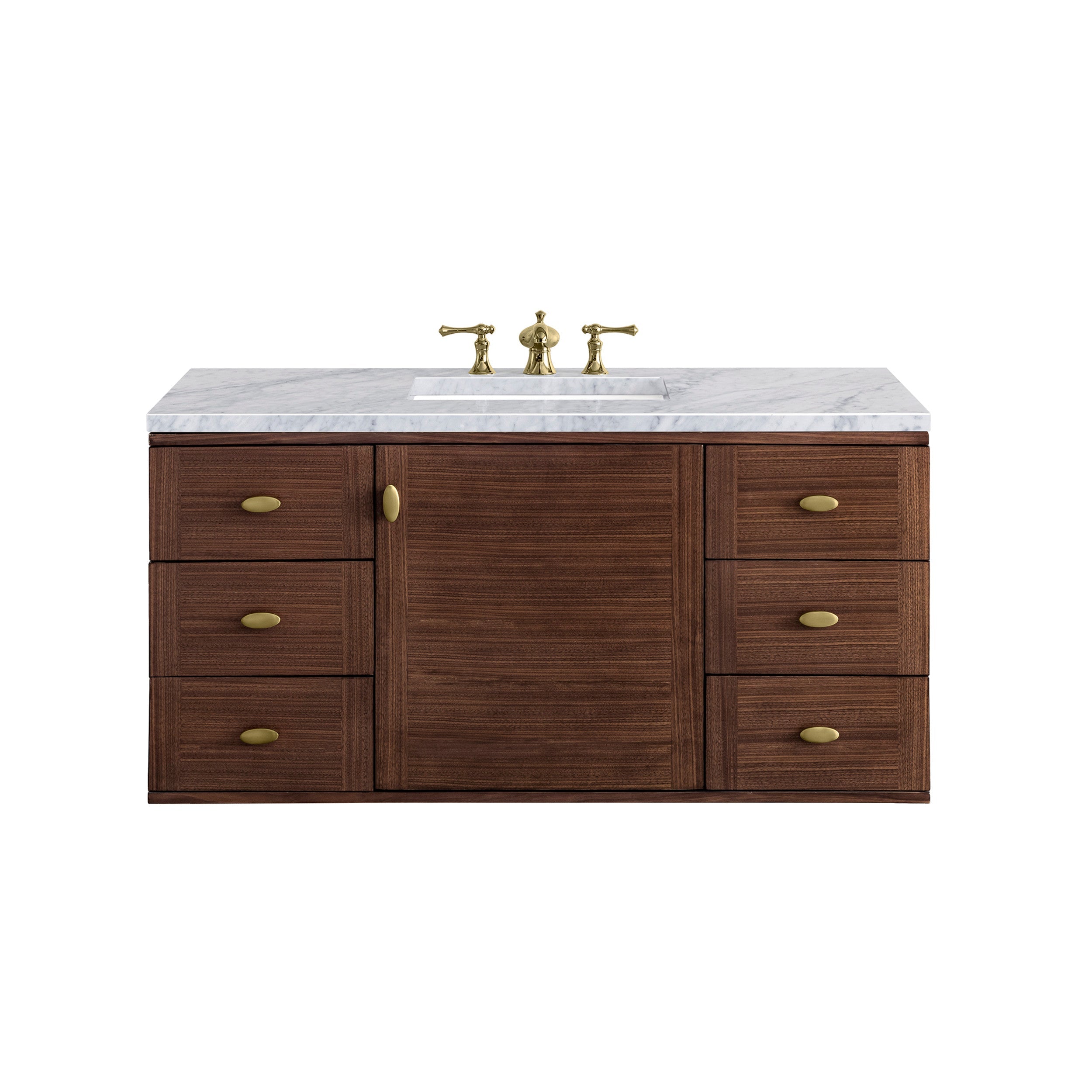 Mid-Century Walnut / Carrara White - 3 Faucet Holes