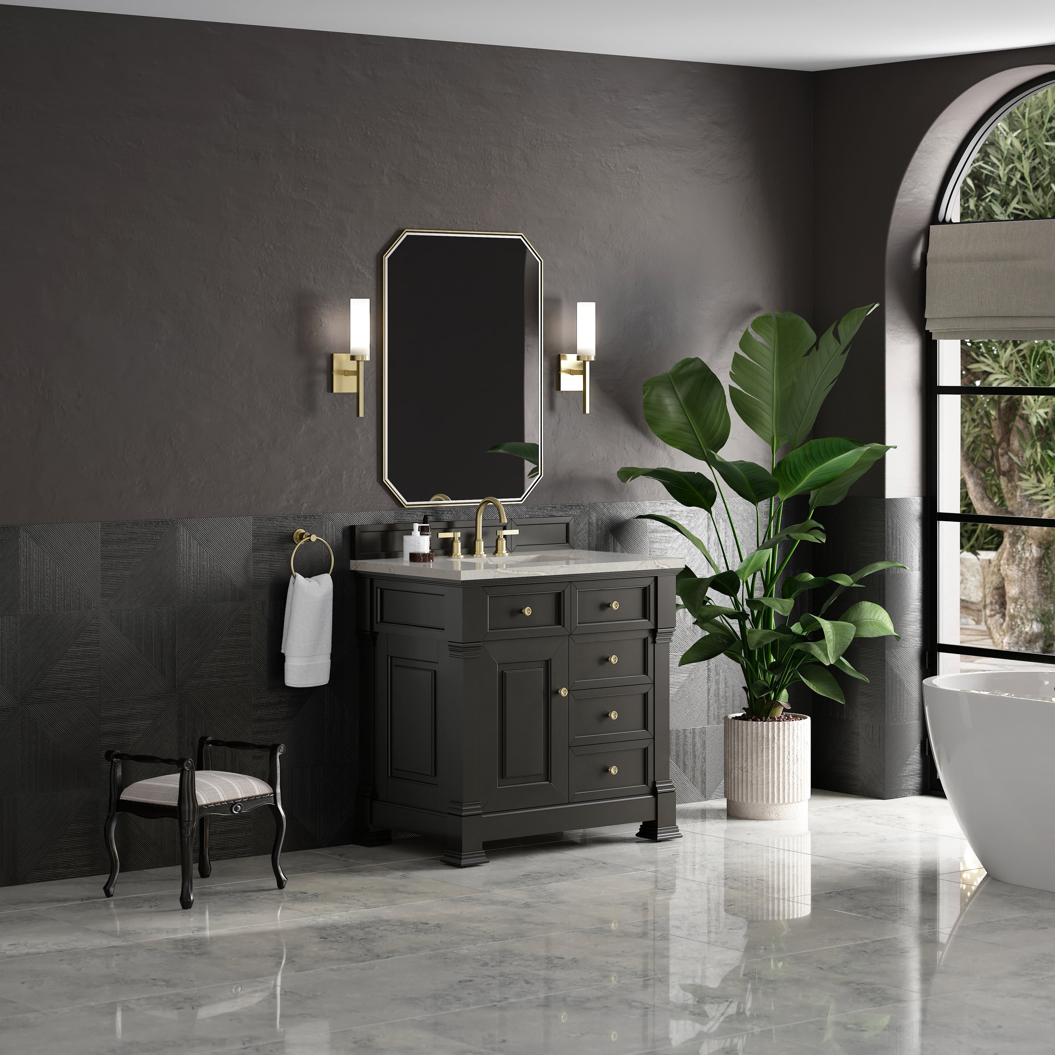 Black Onyx / Victorian Silver - 3 Faucet Holes