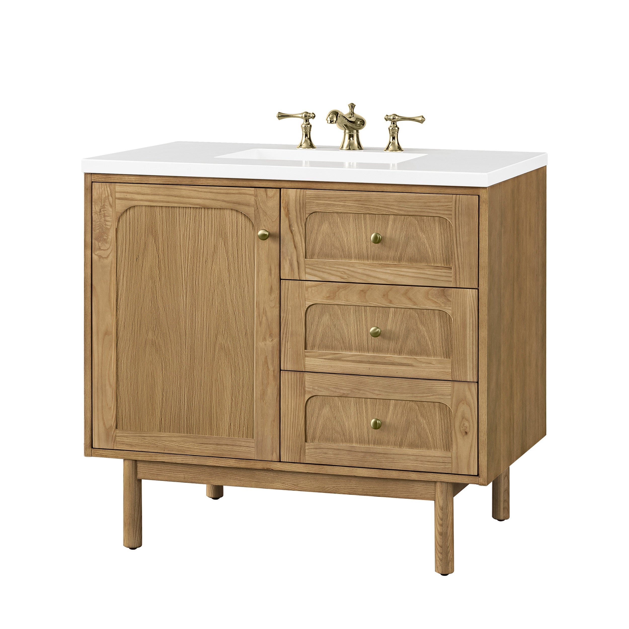 Light Natural Oak / White Zeus - 3 Faucet Holes