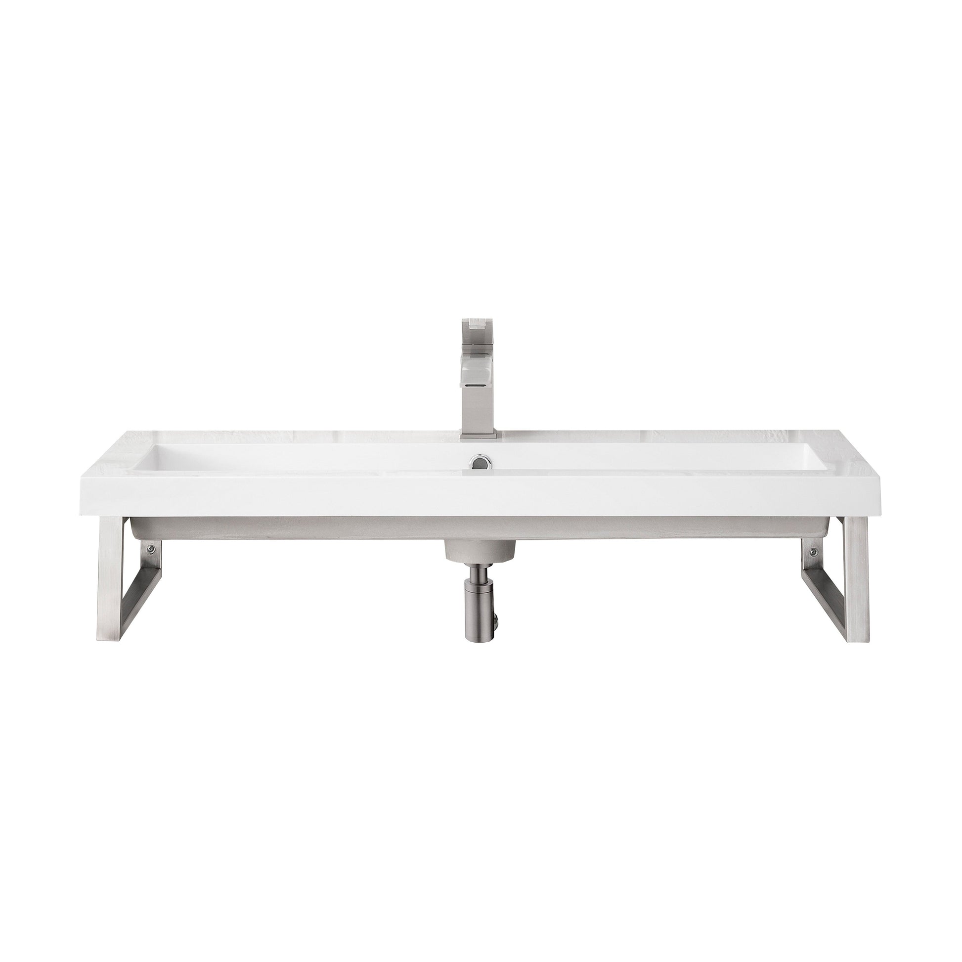 Brushed Nickel / 39.5" White Glossy Composite Stone Top