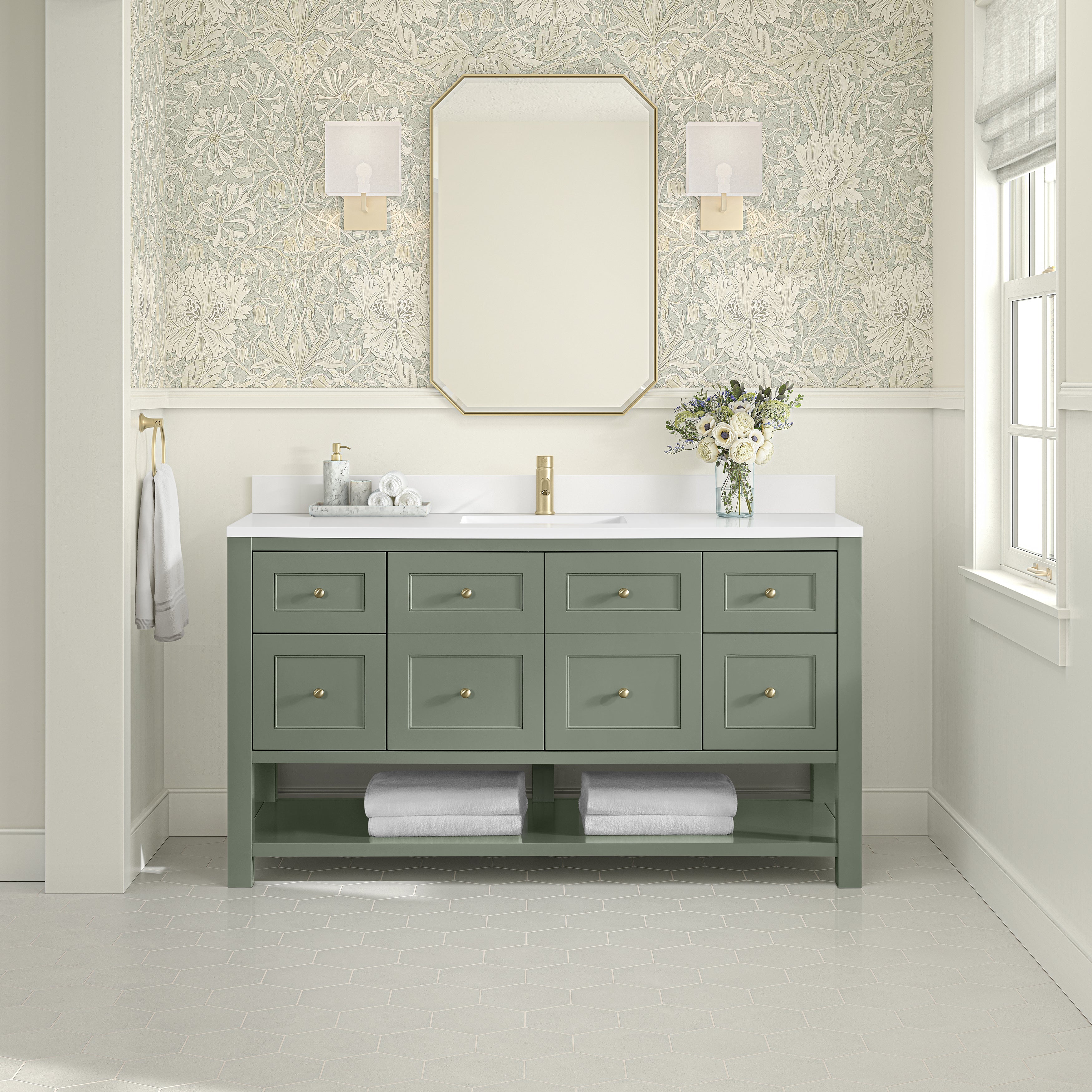 Smokey Celadon / White Zeus - 1 Faucet Hole