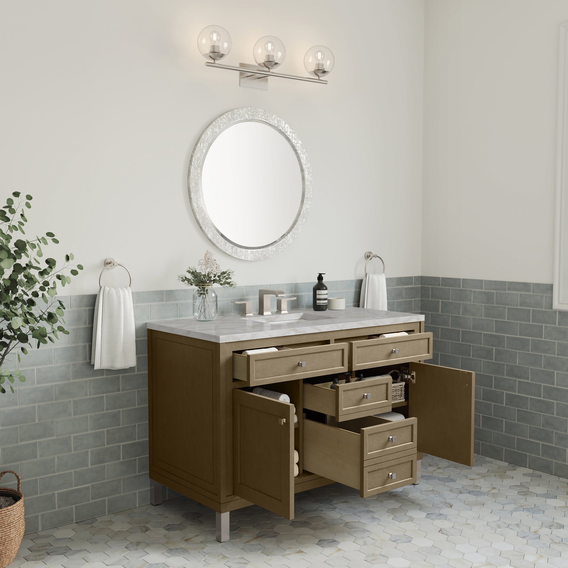 Walnut Whisper / Victorian Silver - 3 Faucet Holes