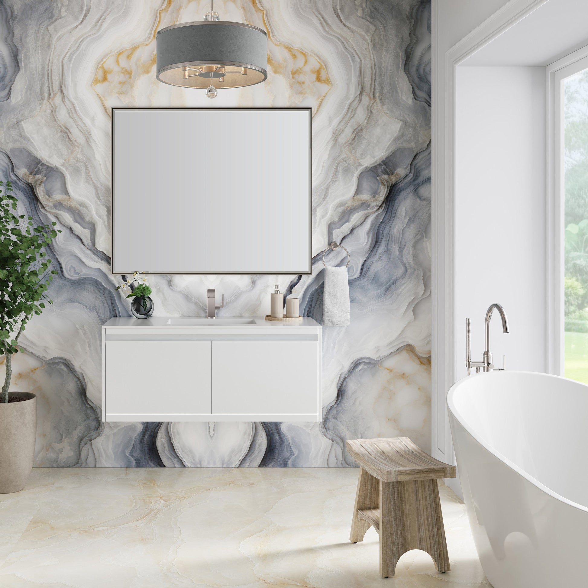 Glossy White / Glossy White - 1 Faucet Hole