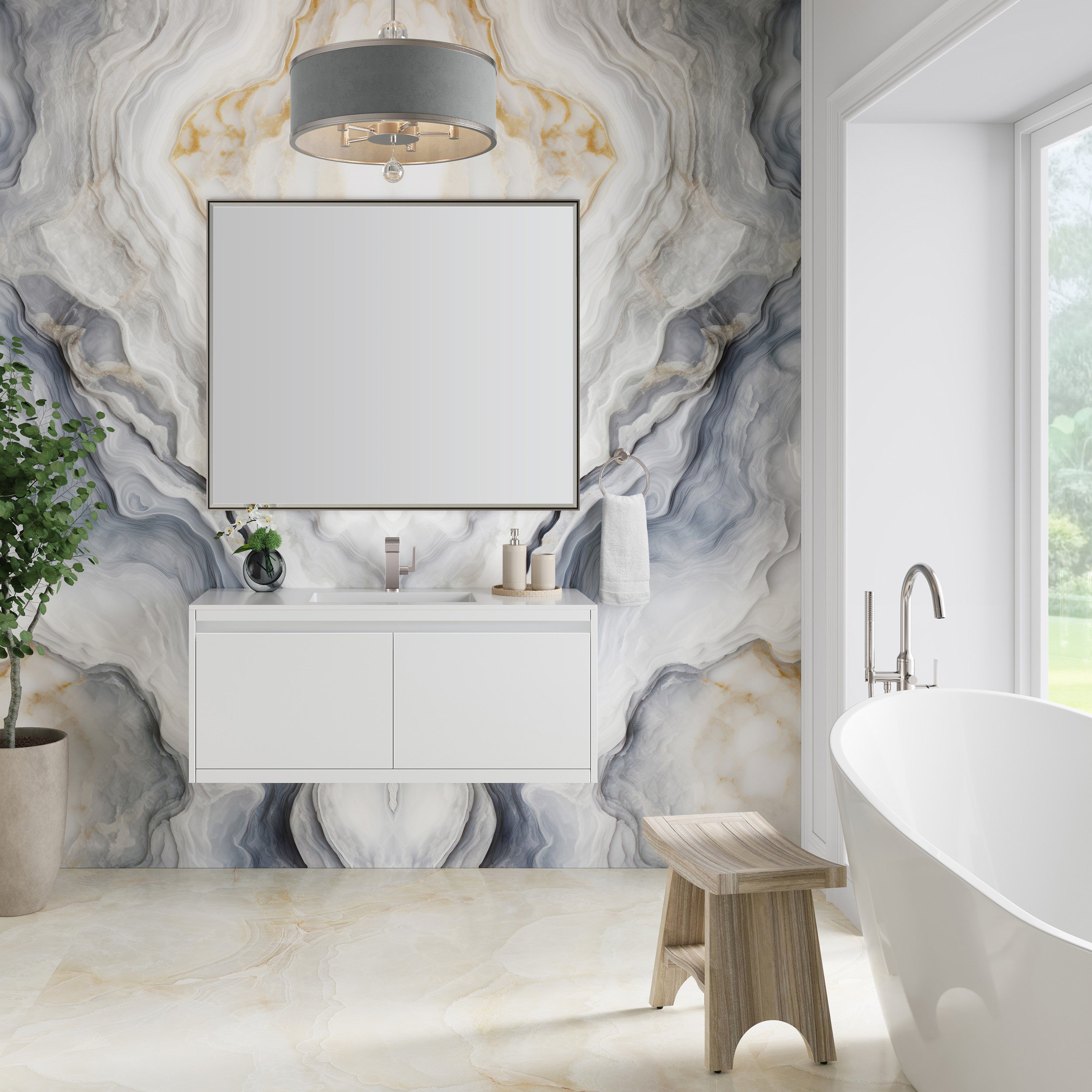Glossy White / Glossy White - 1 Faucet Hole