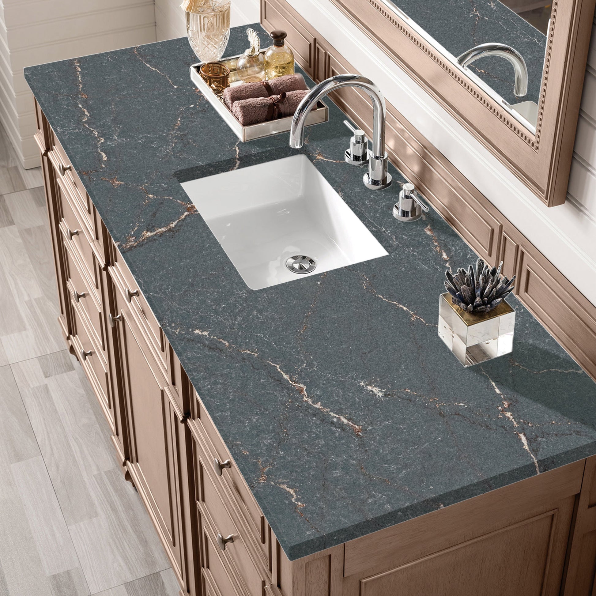 Whitewashed Walnut / Parisien Bleu - 3 Faucet Holes