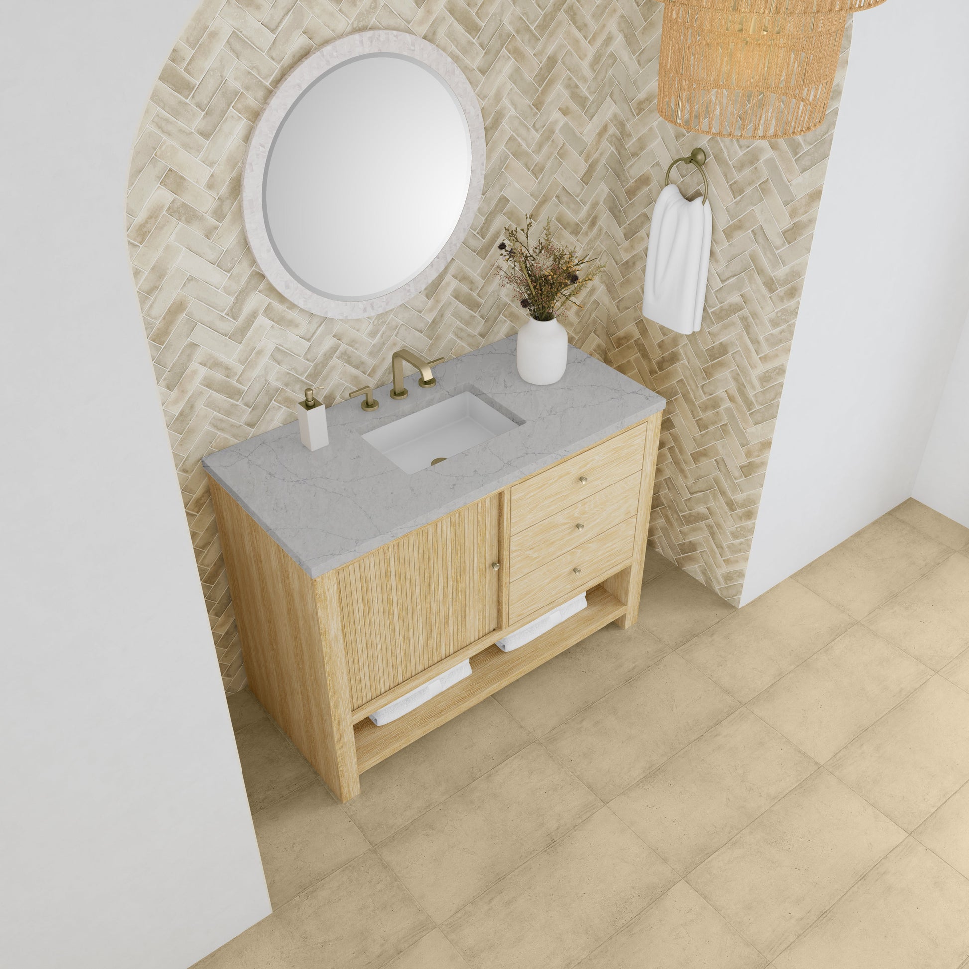 Sunwashed Oak / Eternal Jasmine Pearl - 3 Faucet Holes