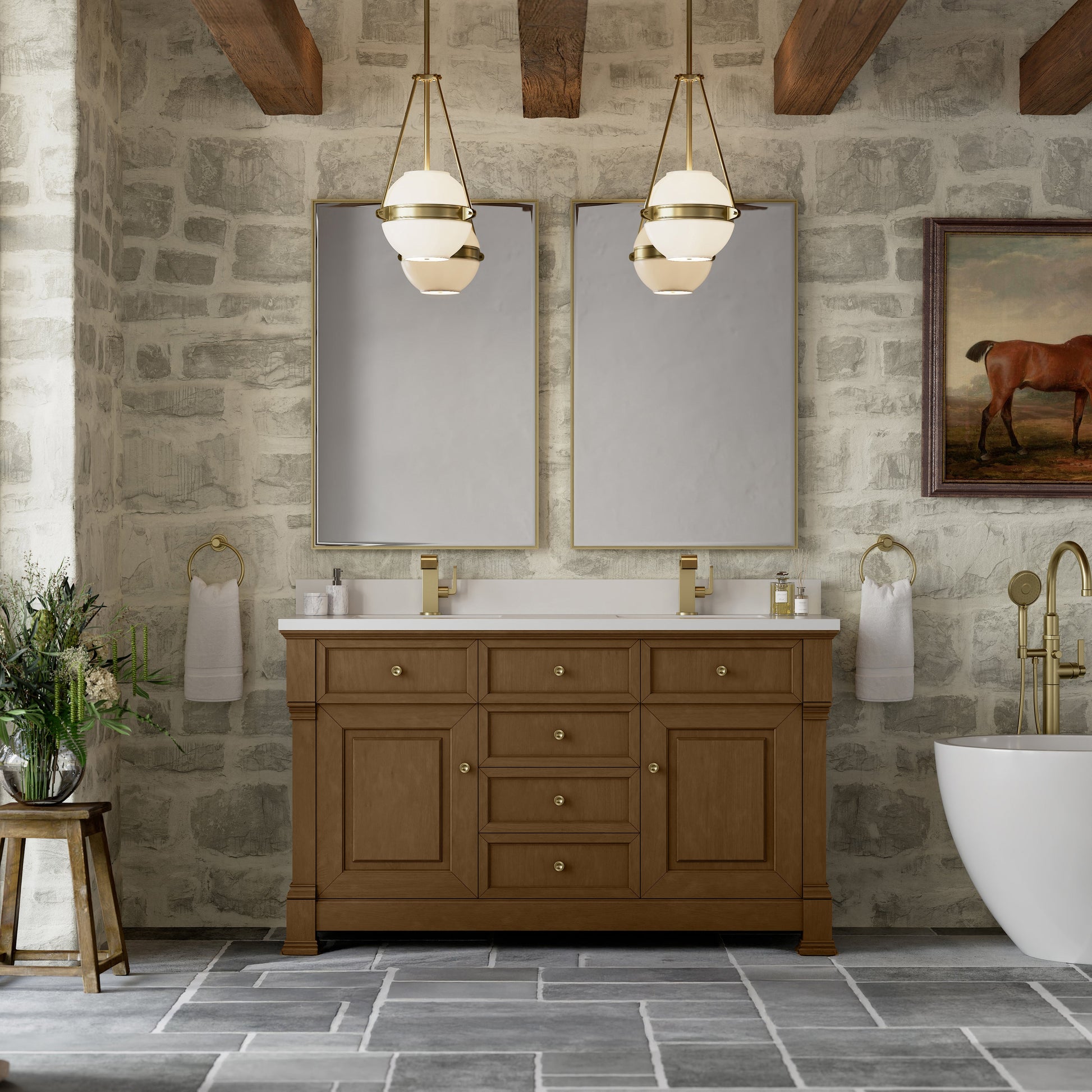 Honey Oak / White Zeus - 1 Faucet Hole