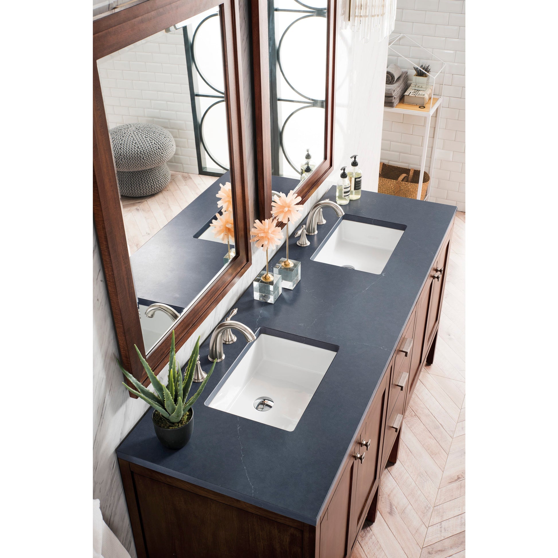 Mid-Century Acacia / Charcoal Soapstone - 3 Faucet Holes