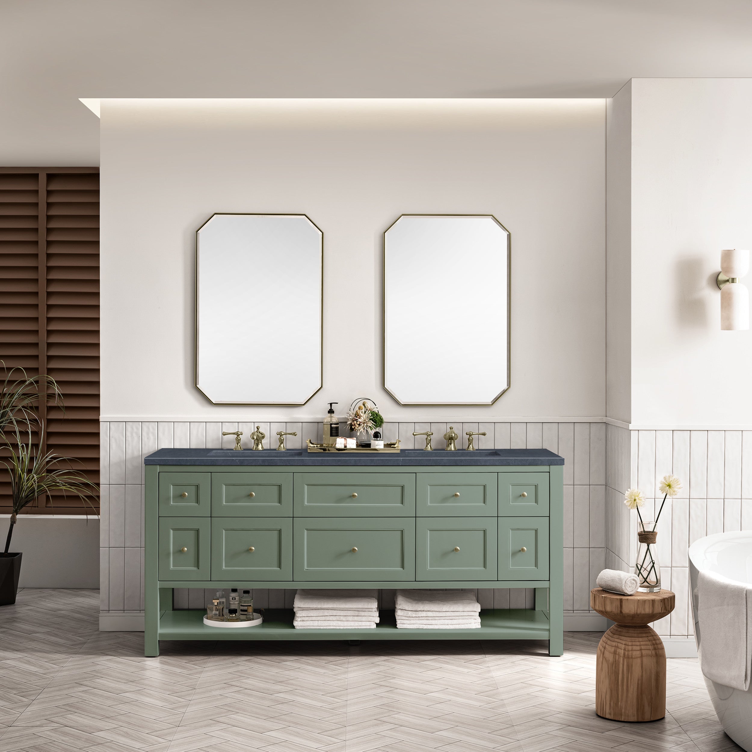 Smokey Celadon / Charcoal Soapstone - 3 Faucet Holes