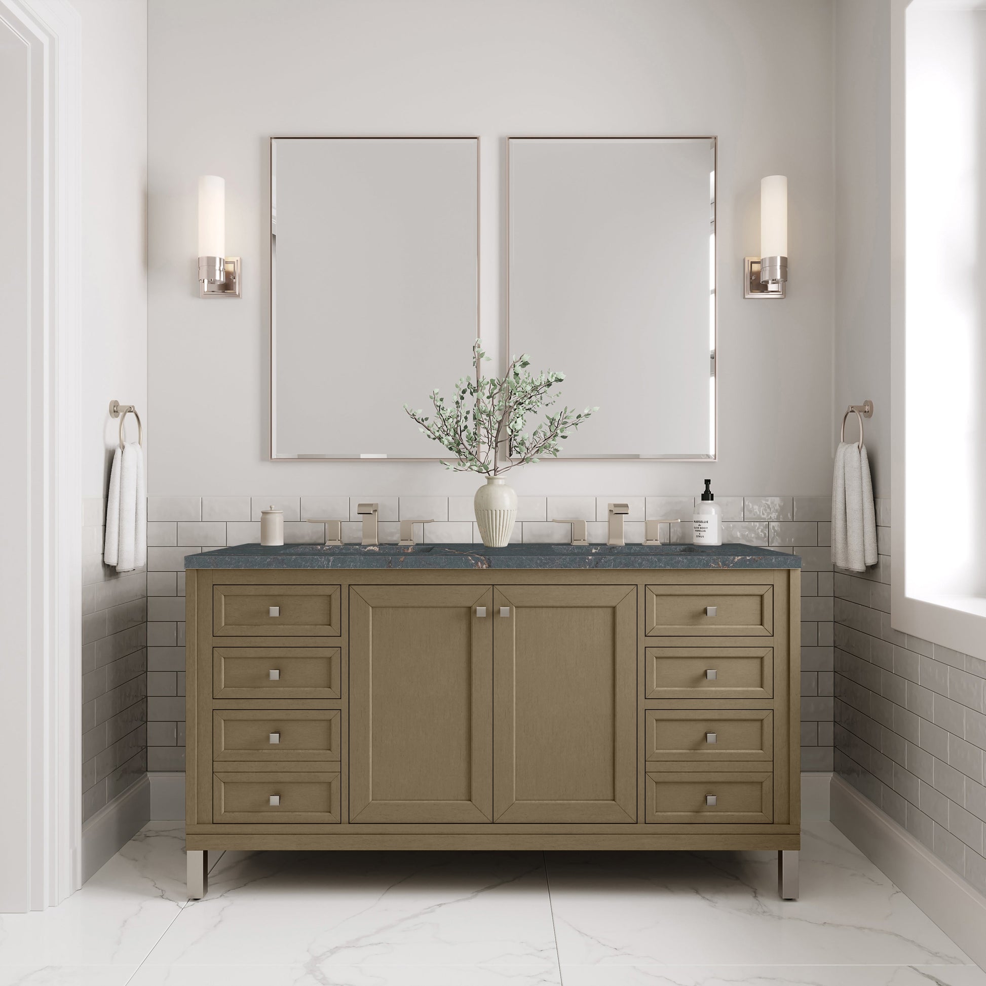 Walnut Whisper / Parisien Bleu - 3 Faucet Holes