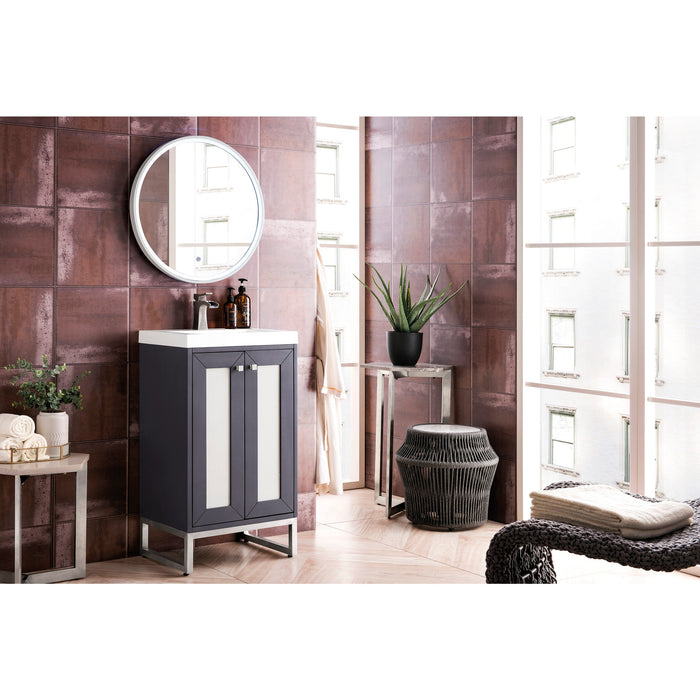Mineral Gray / White Glossy / Brushed Nickel - 1 Faucet Hole