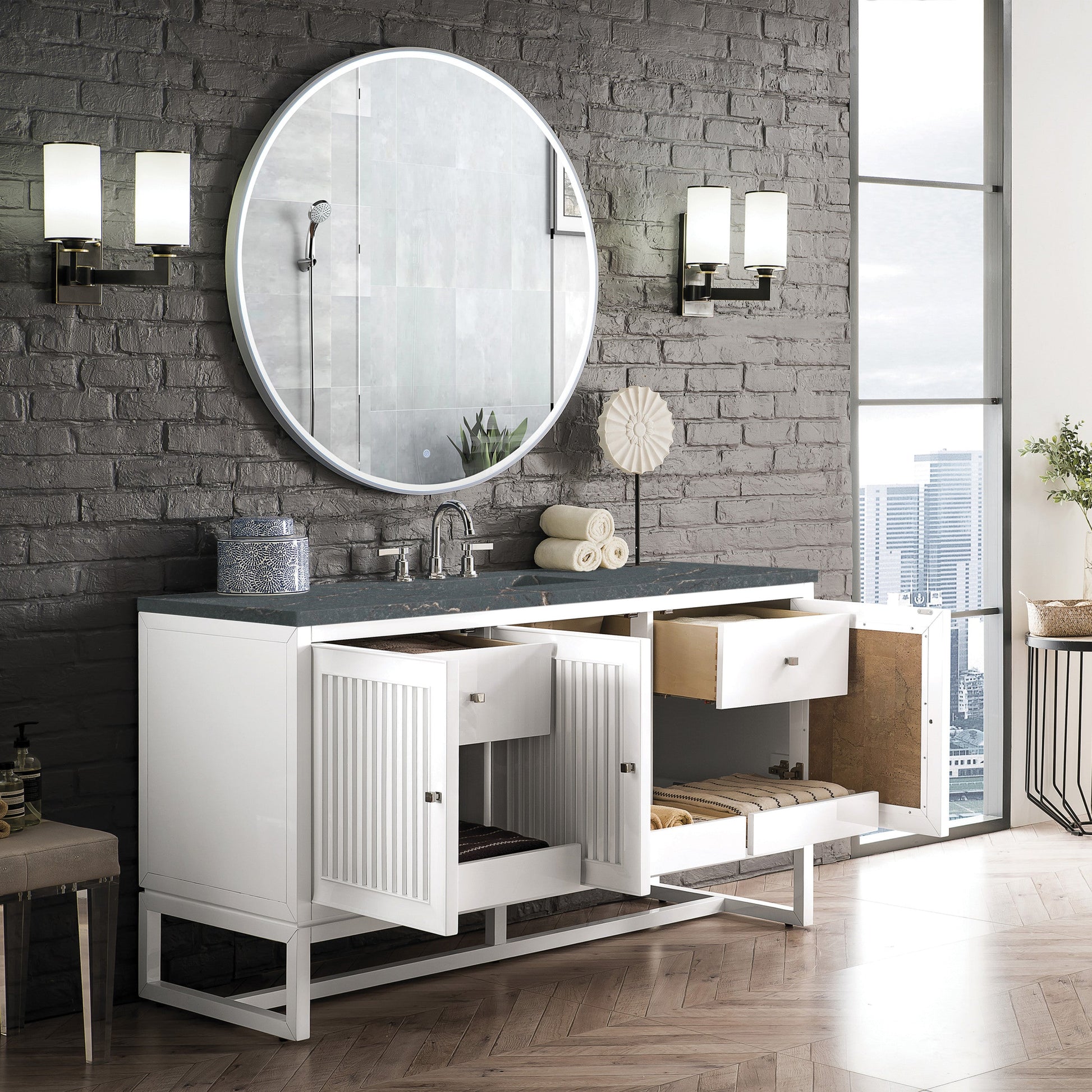 Glossy White / Parisien Bleu - 3 Faucet Holes