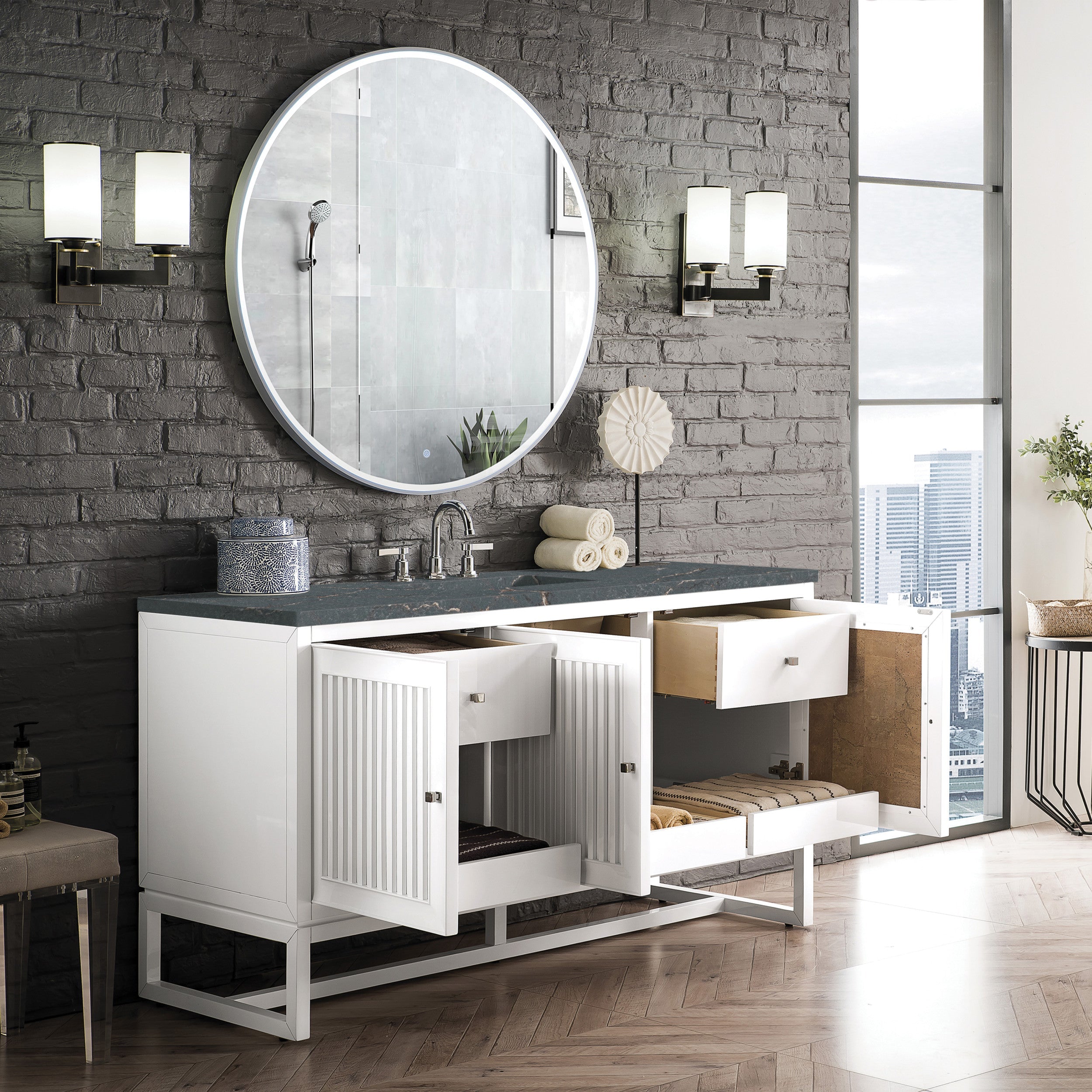 Glossy White / Parisien Bleu - 3 Faucet Holes