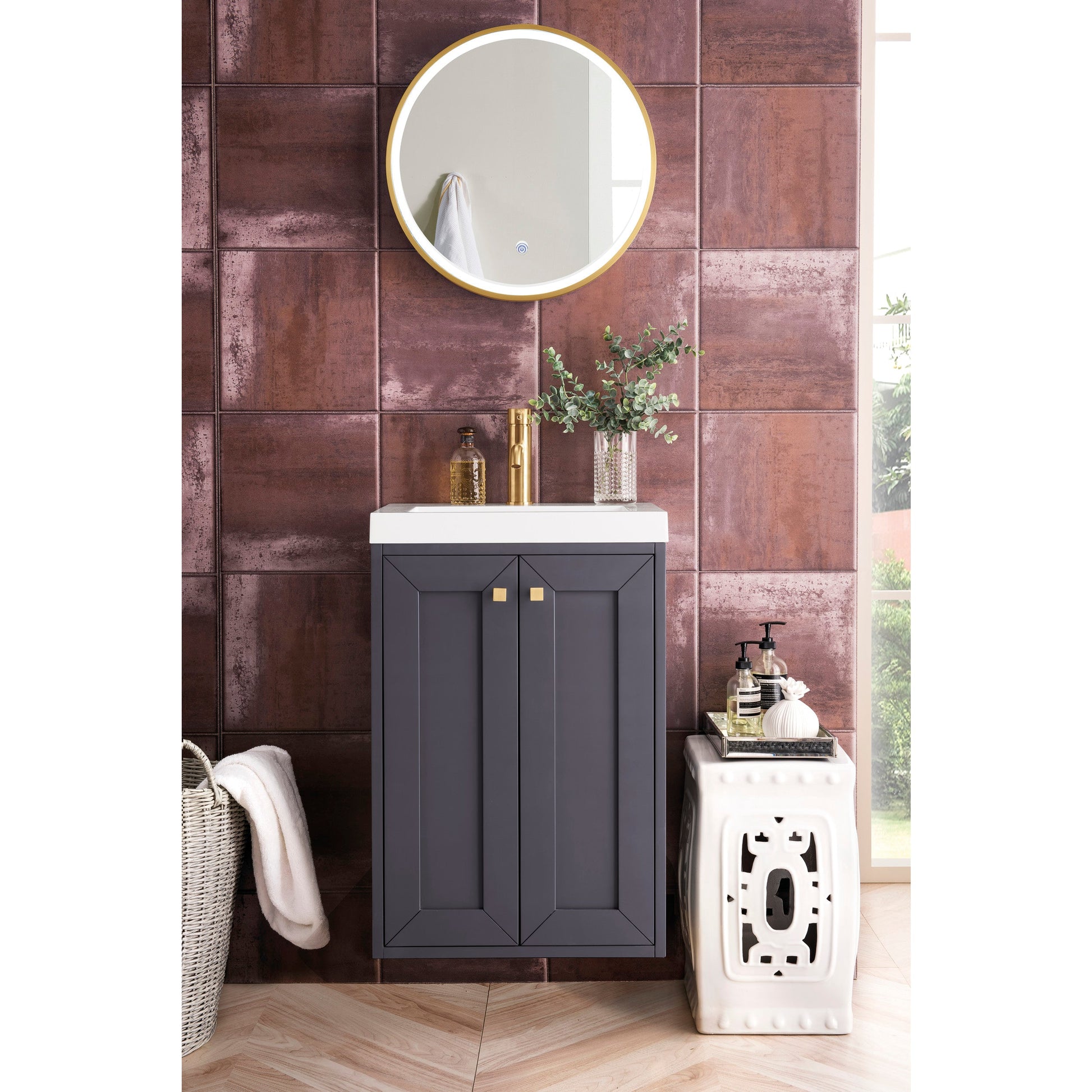 Mineral Gray / White Glossy - 1 Faucet Hole