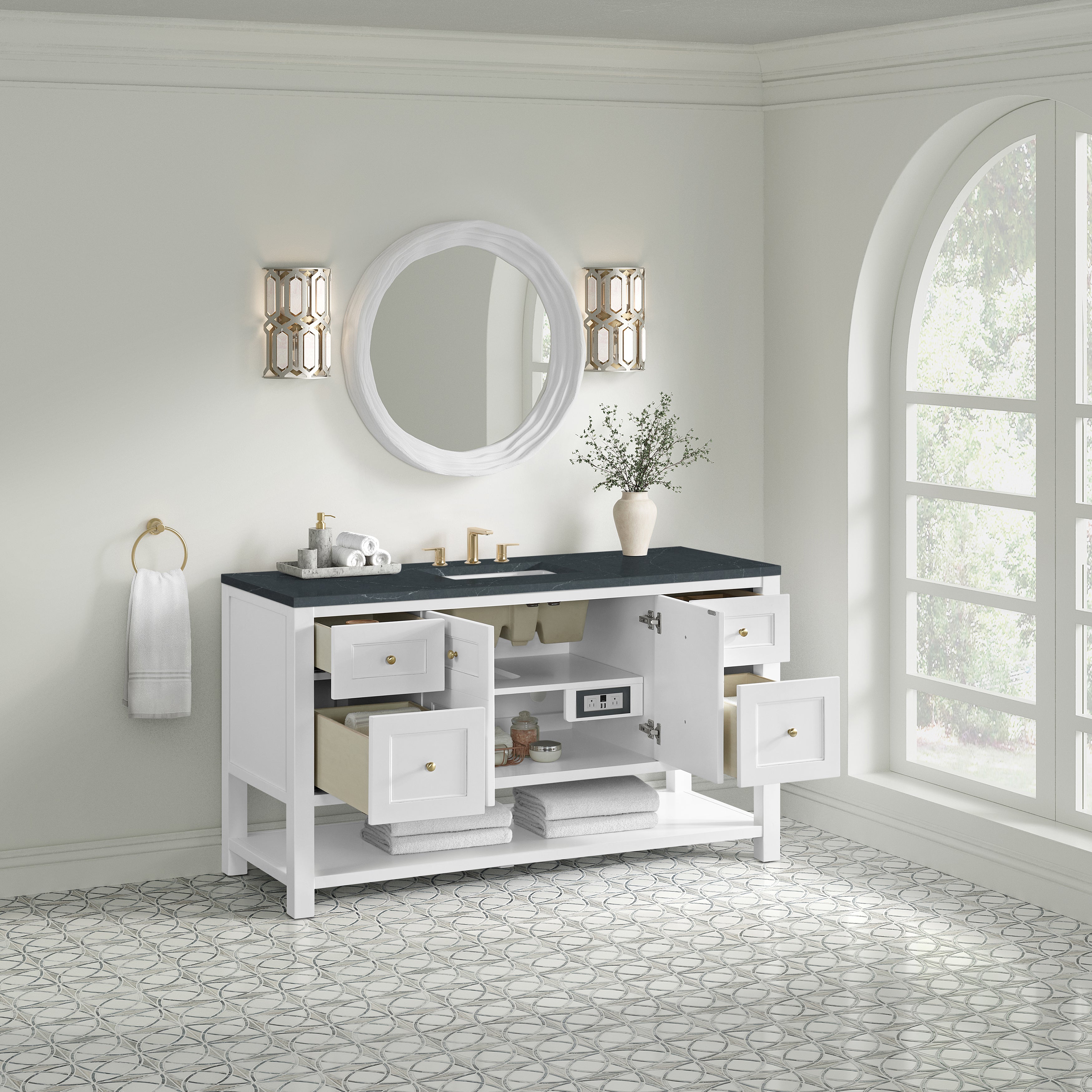 Bright White / Charcoal Soapstone - 3 Faucet Holes