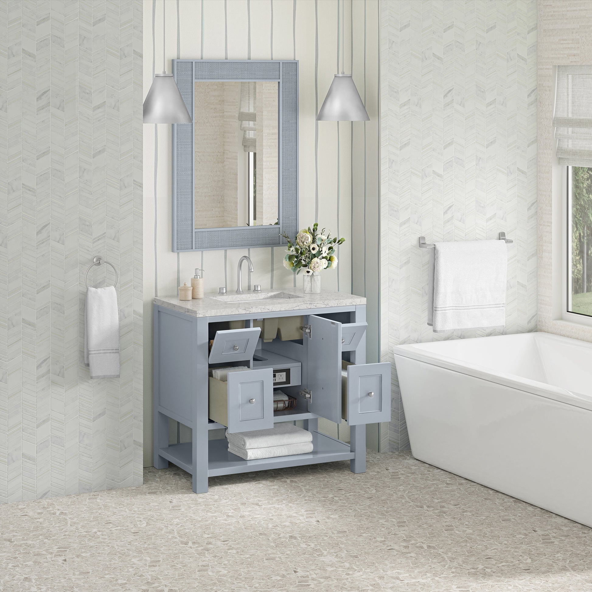 Serenity Blue / Eternal Jasmine Pearl - 3 Faucet Holes