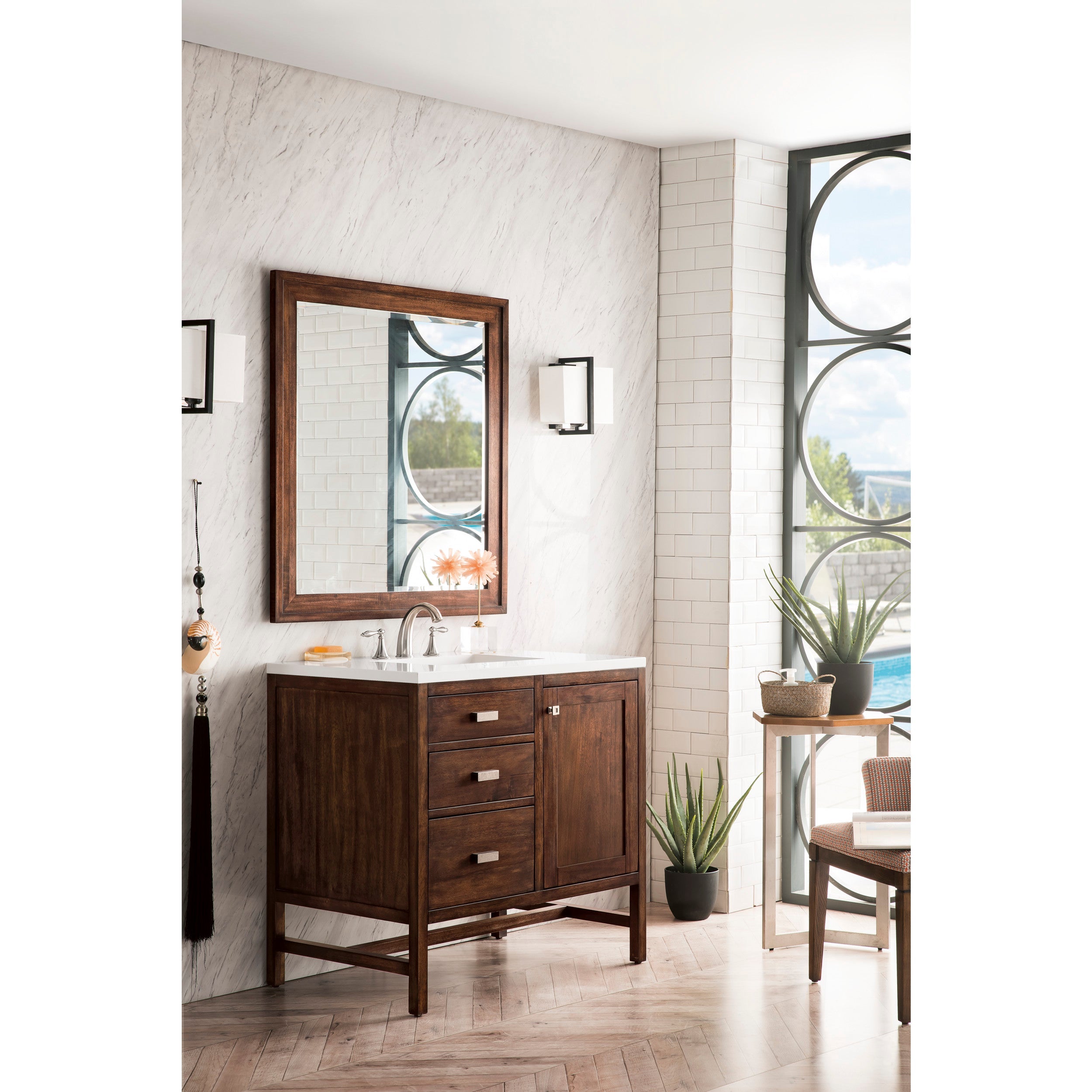 Mid-Century Acacia / White Zeus - 3 Faucet Holes