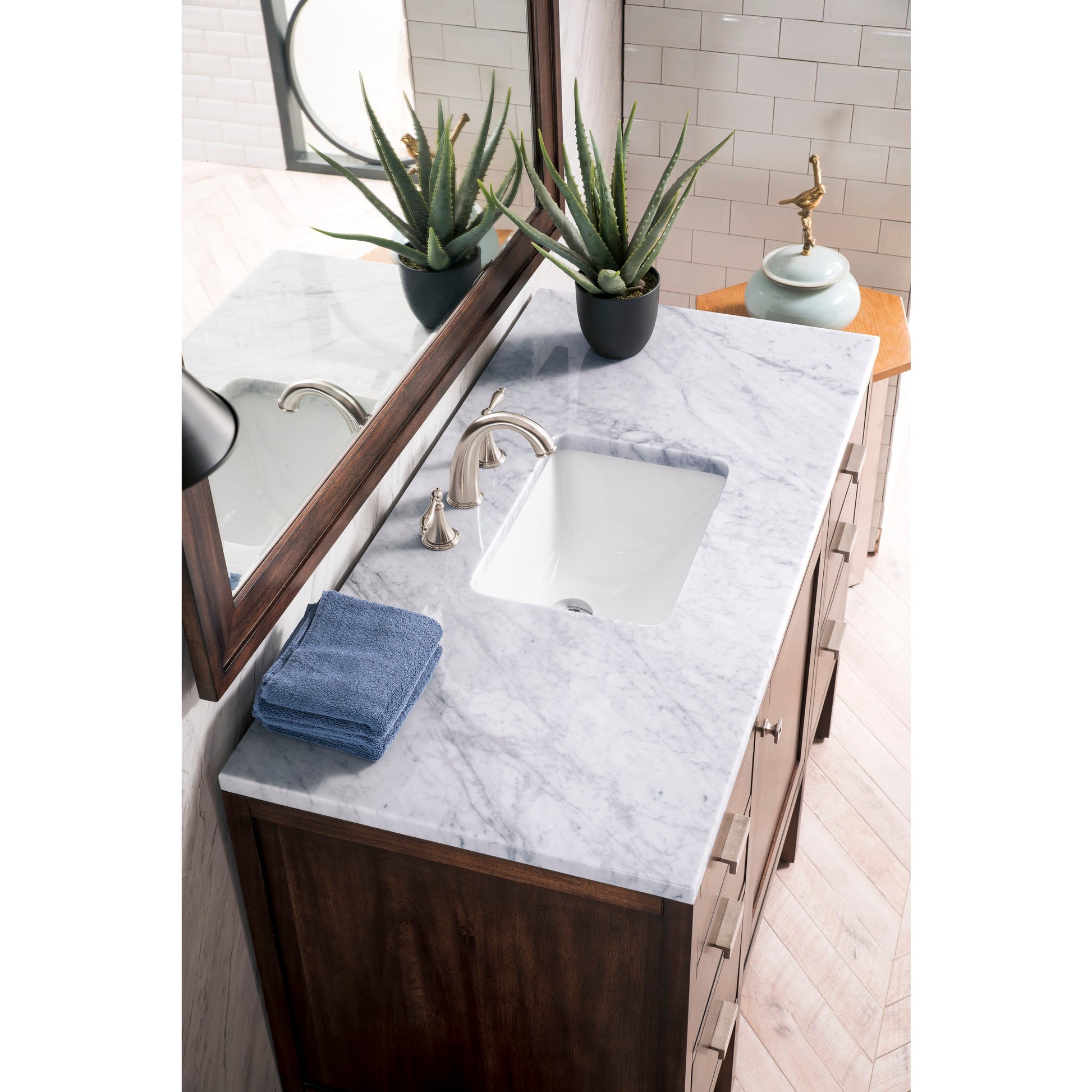 Mid-Century Acacia / Carrara White - 3 Faucet Holes