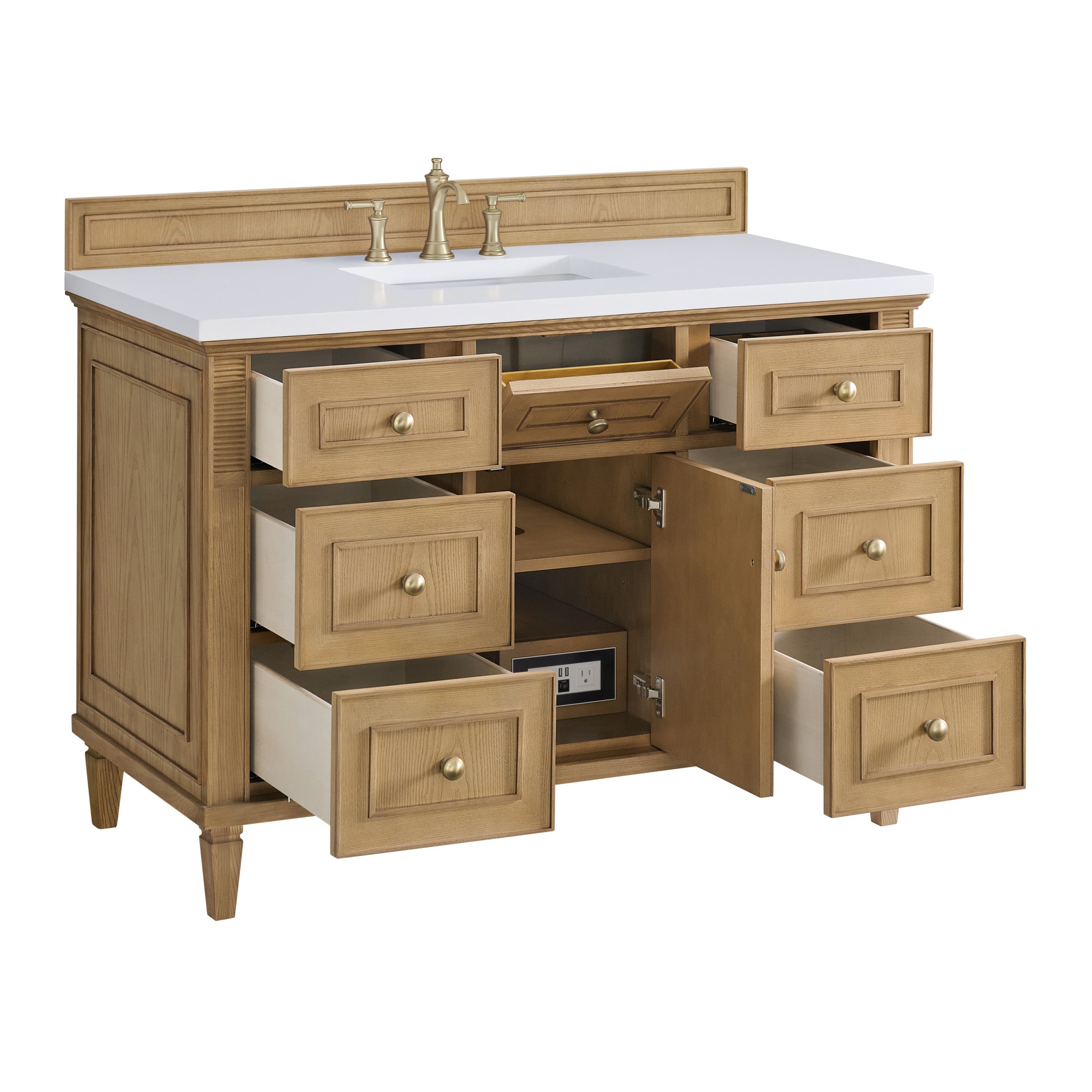 Light Natural Oak / White Zeus - 3 Faucet Holes