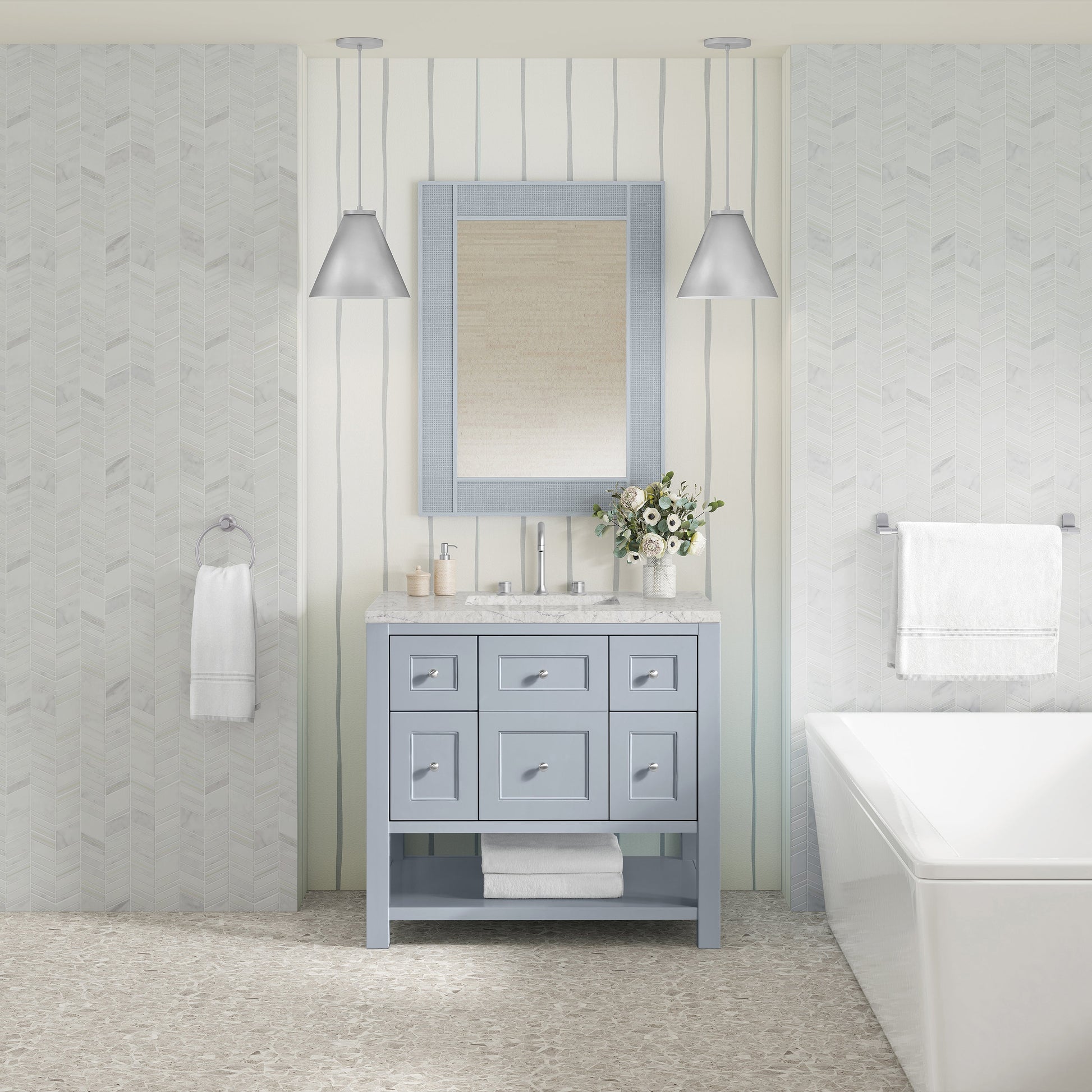 Serenity Blue / Eternal Jasmine Pearl - 3 Faucet Holes