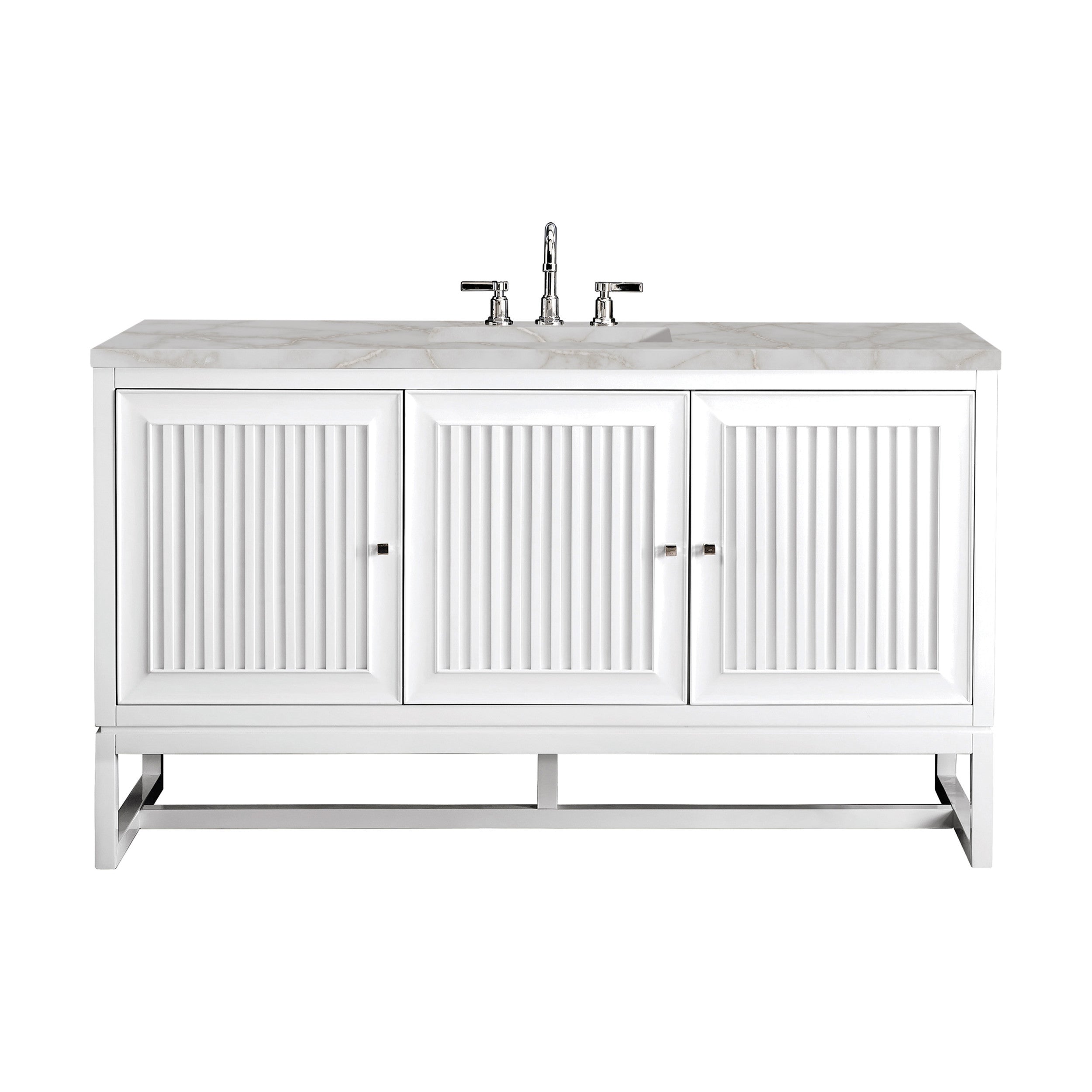 Glossy White / Victorian Silver - 3 Faucet Holes