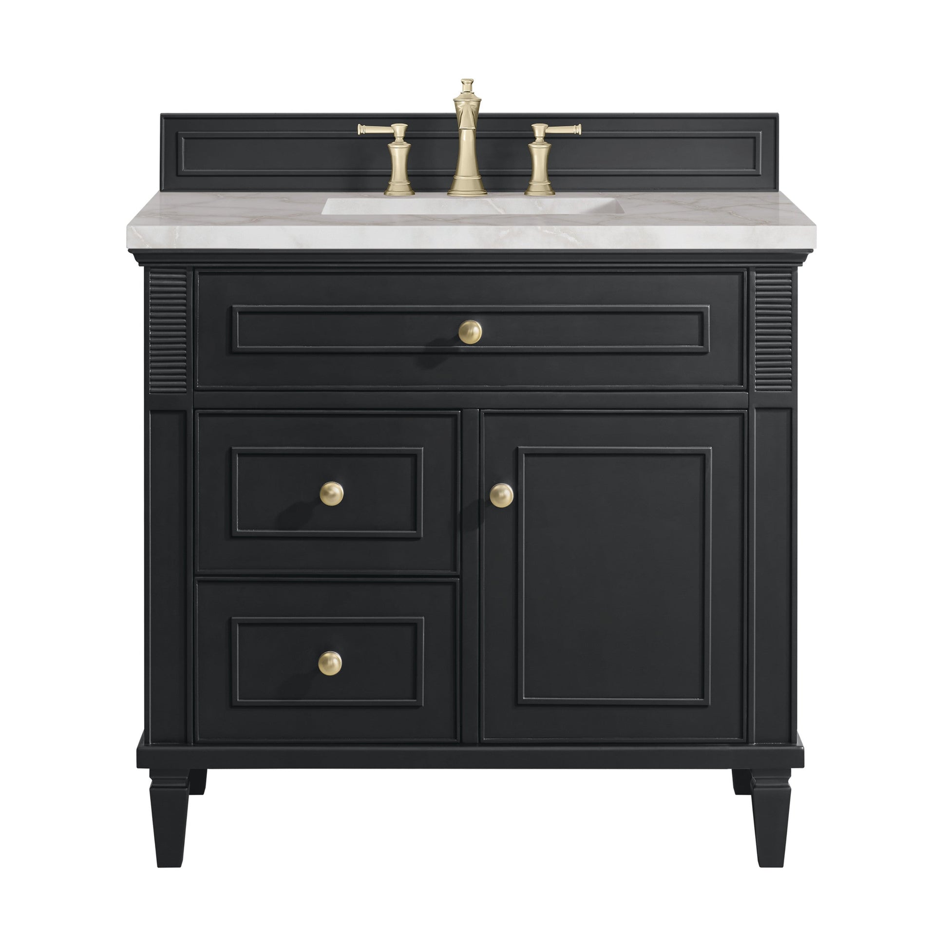 Black Onyx / Victorian Silver - 3 Faucet Holes
