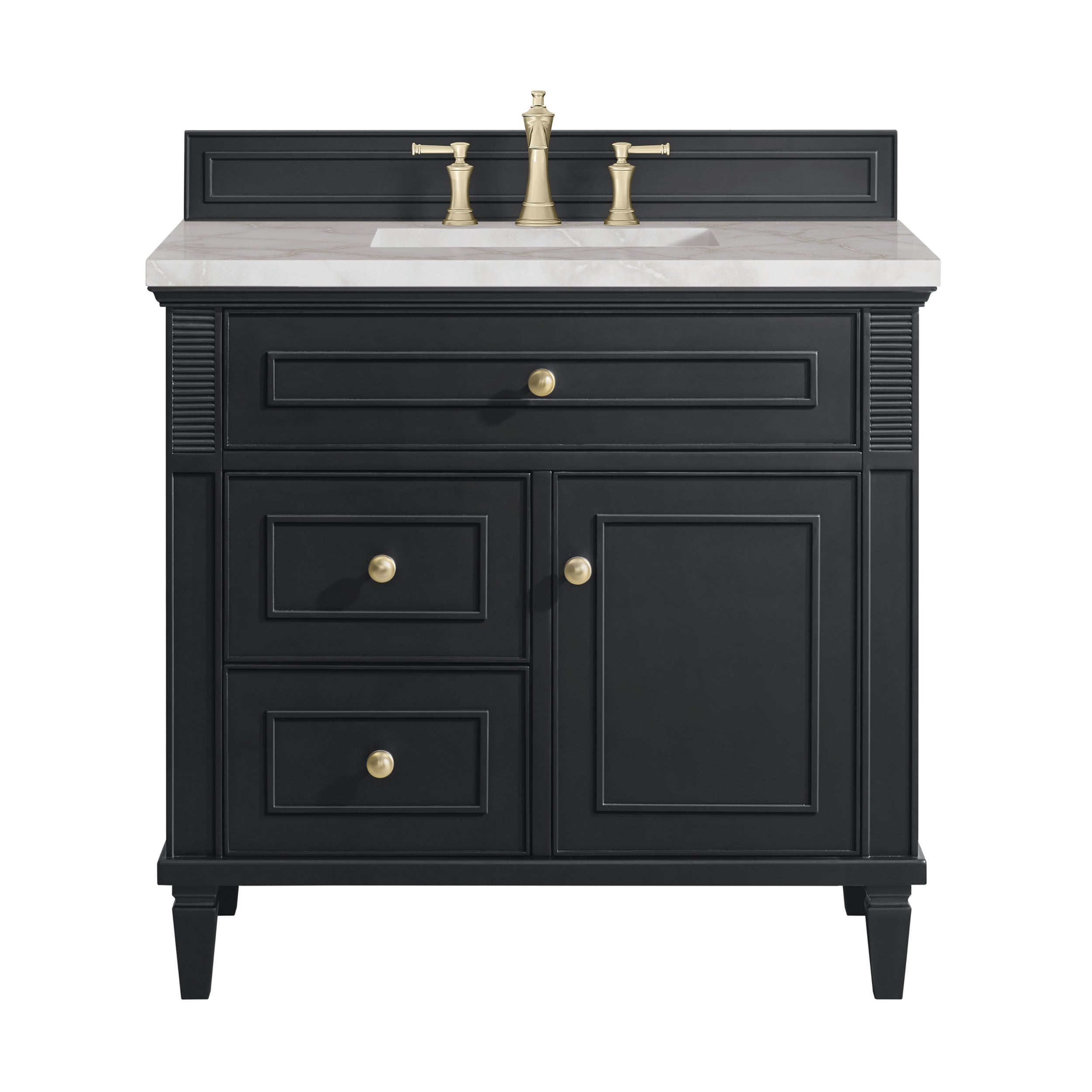 Black Onyx / Victorian Silver - 3 Faucet Holes