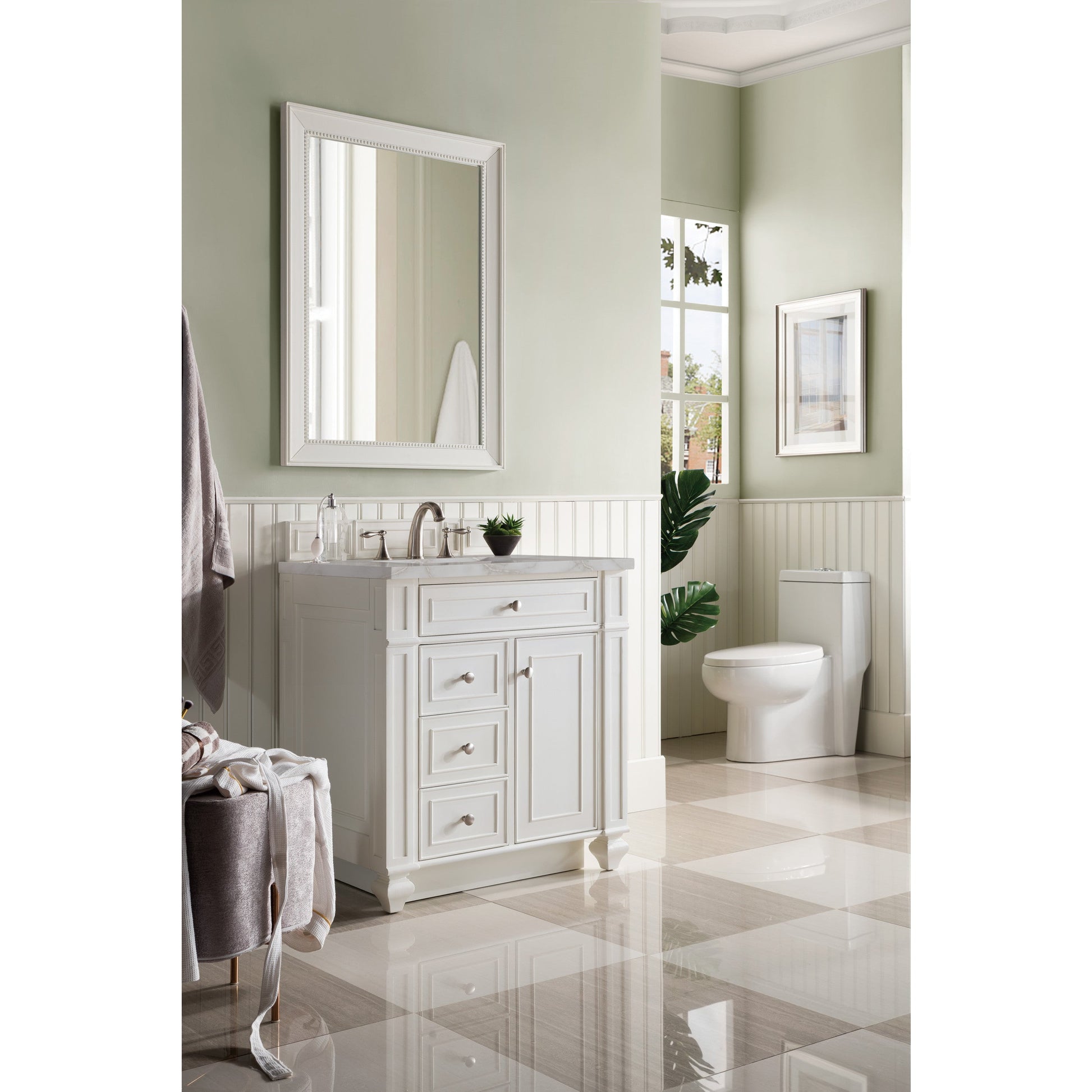 Bright White / Victorian Silver - 3 Faucet Holes