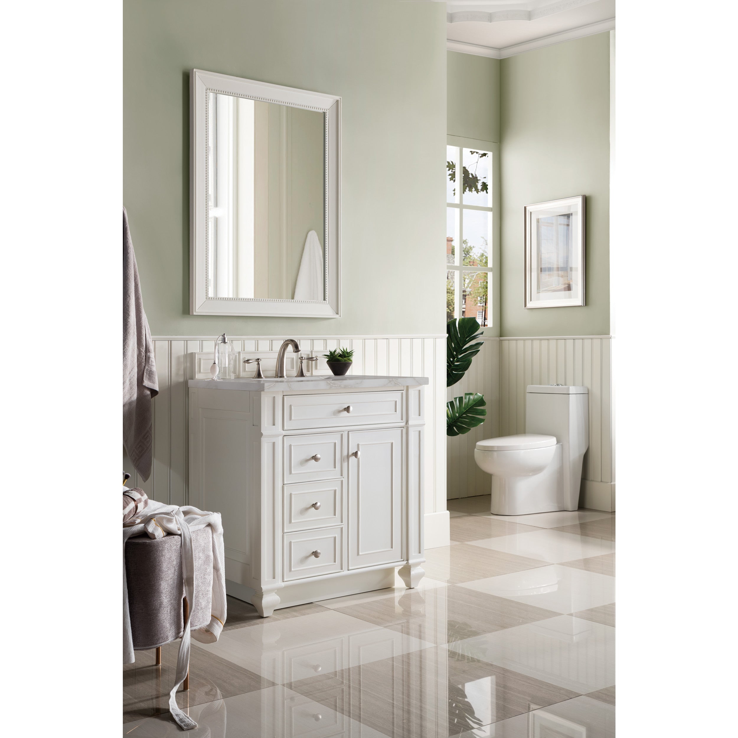 Bright White / Victorian Silver - 3 Faucet Holes