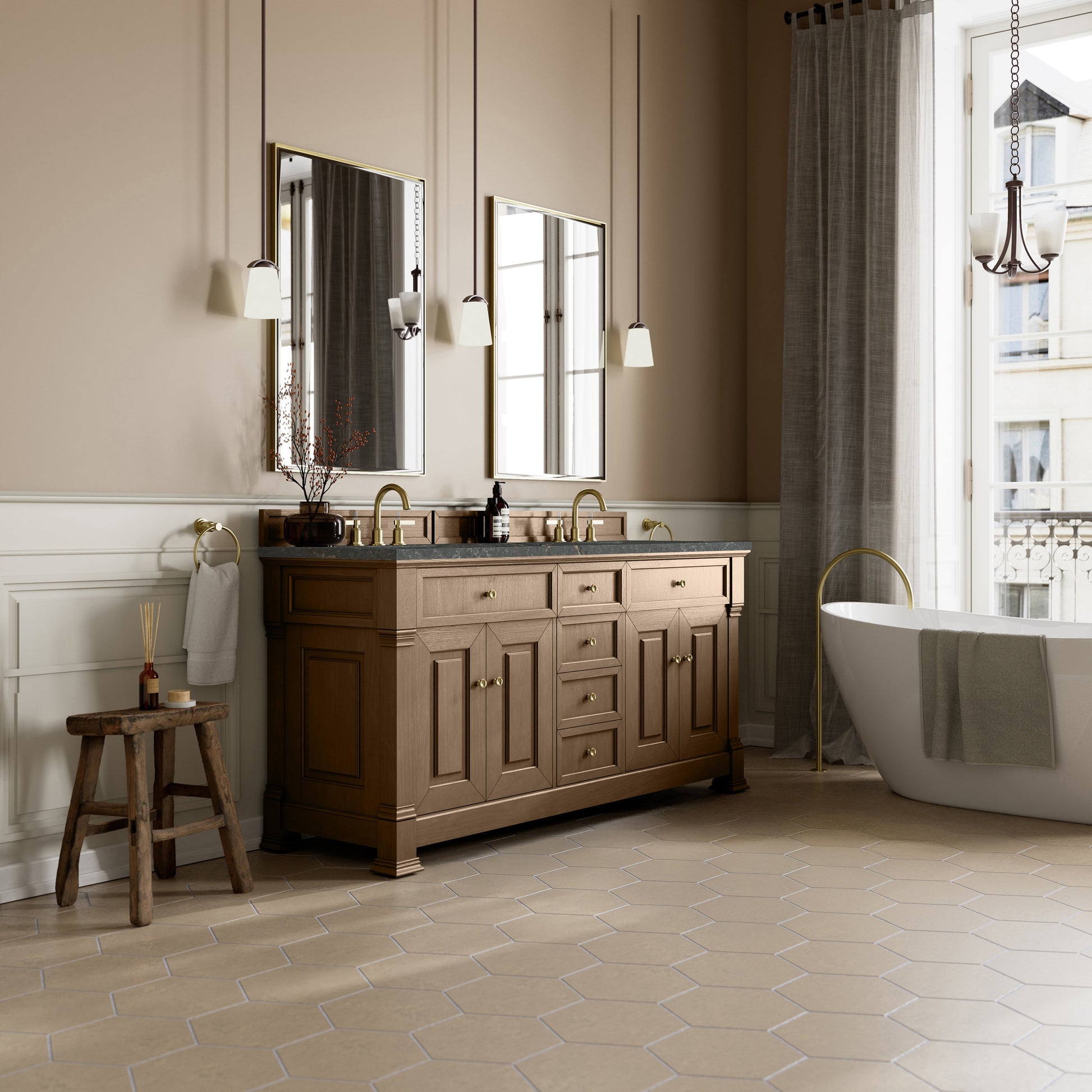 Pecan / Parisien Bleu - 3 Faucet Holes