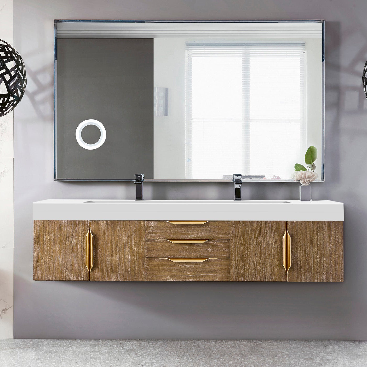 Latte Oak / Radiant Gold / Glossy White - 1 Faucet Hole