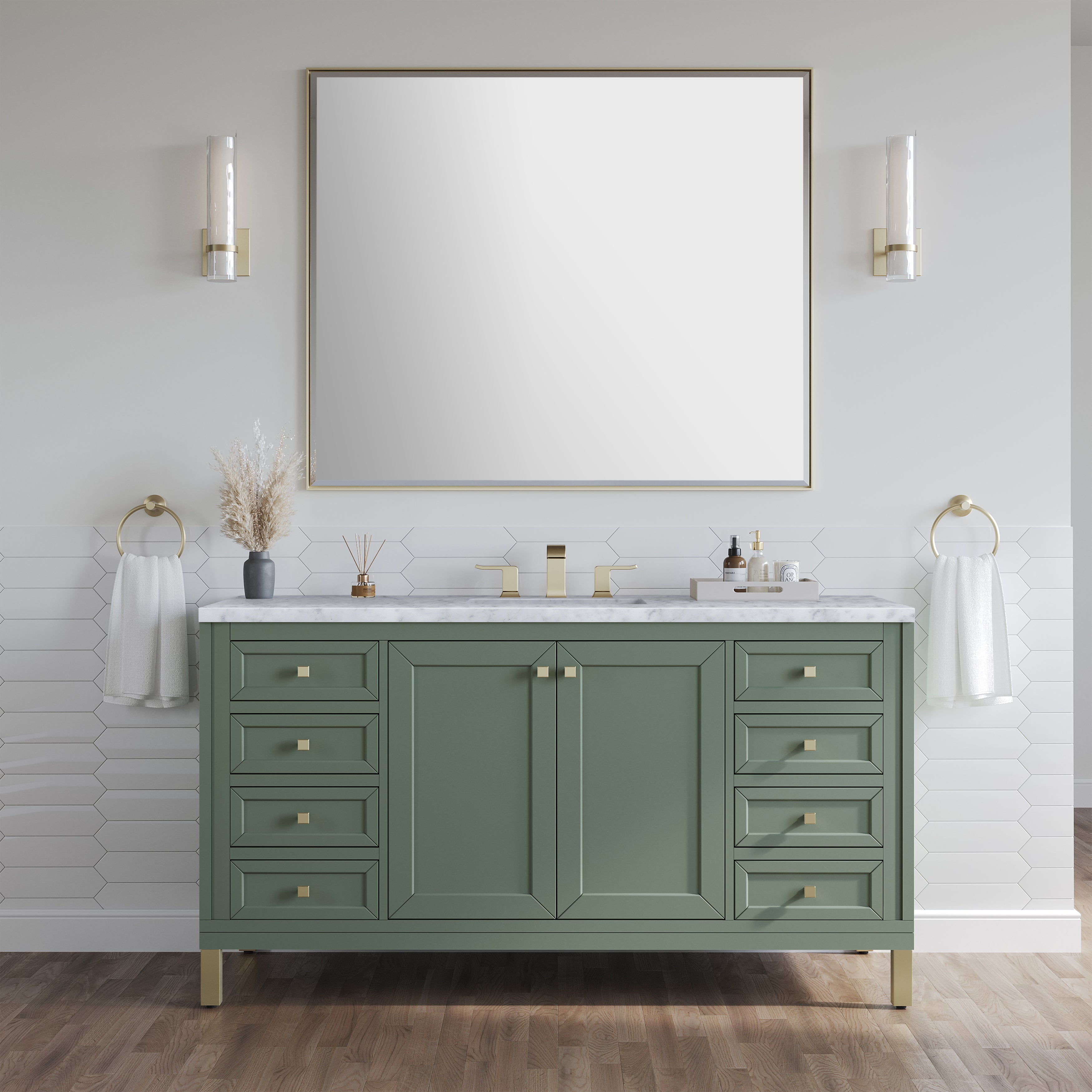 Smokey Celadon / Carrara White - 3 Faucet Holes