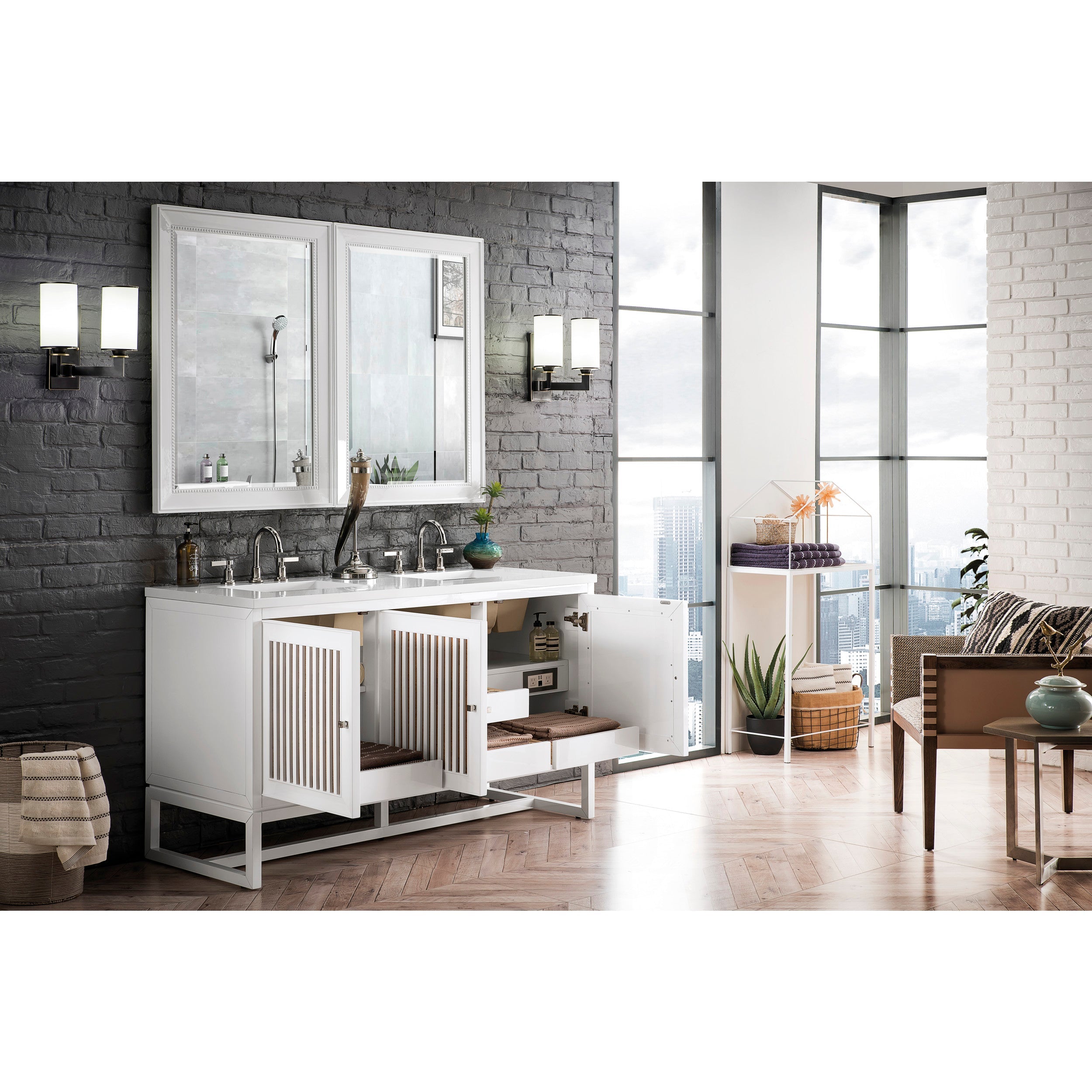 Glossy White / White Zeus - 3 Faucet Holes