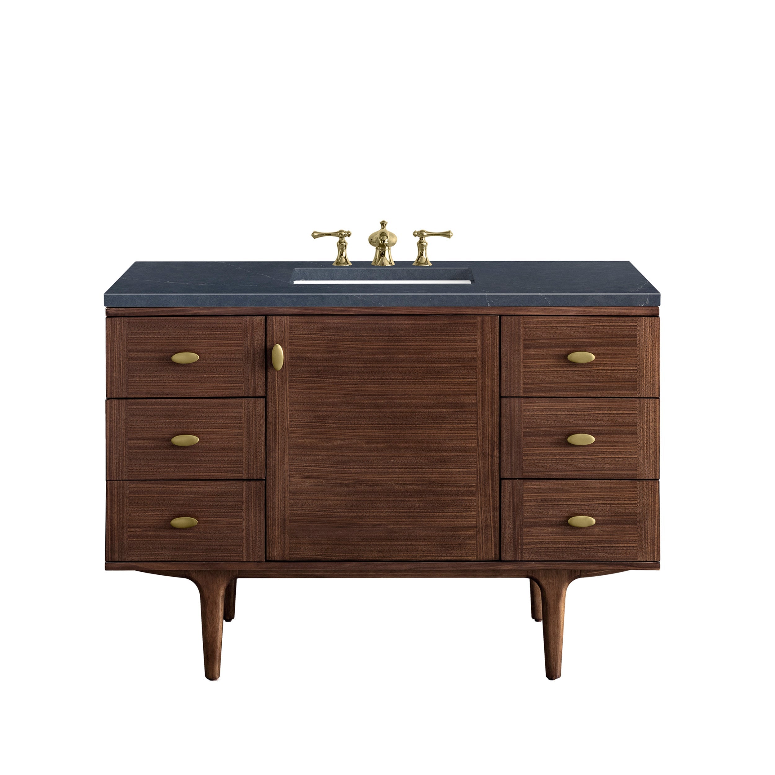 Mid-Century Walnut / Charcoal Soapstone - 3 Faucet Holes