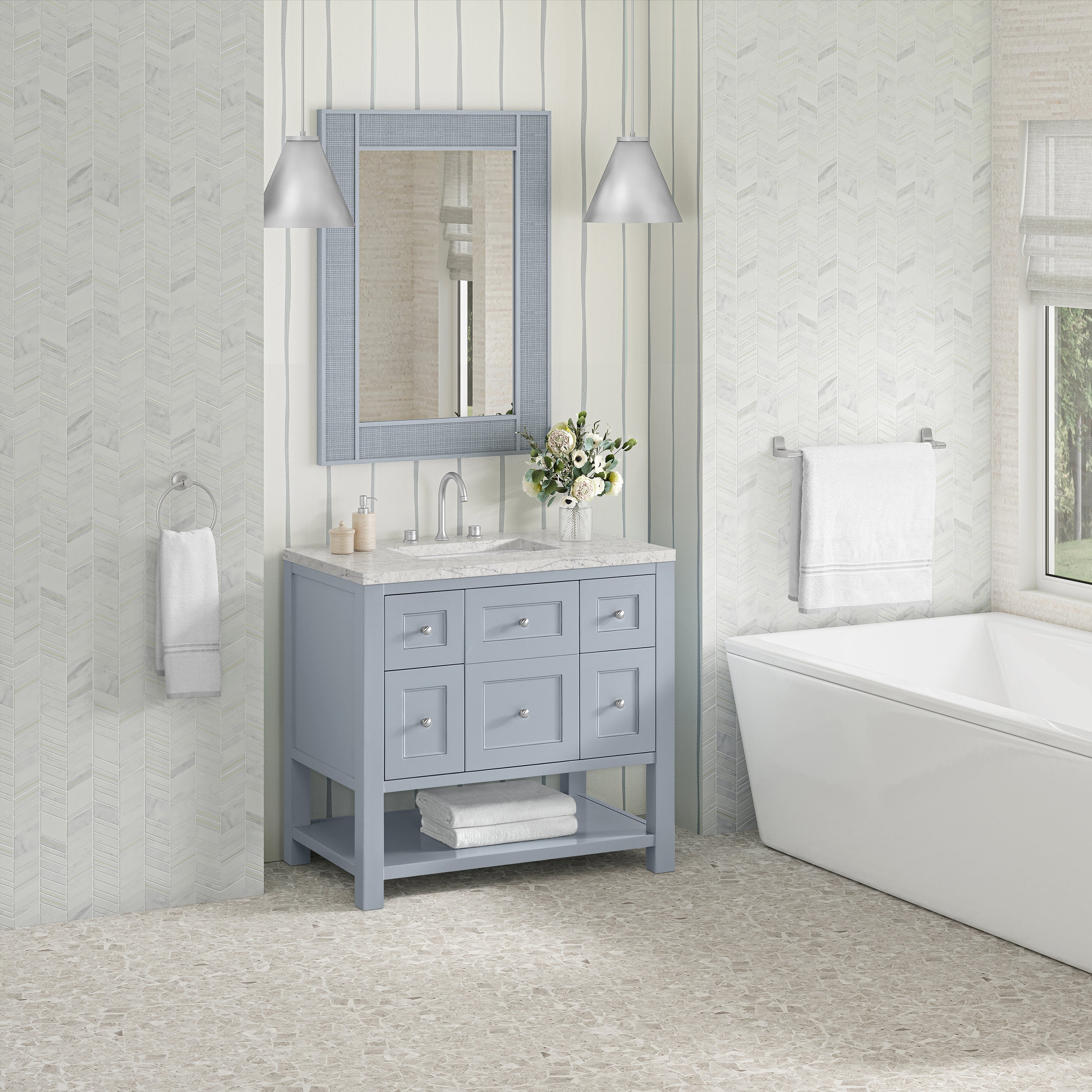 Serenity Blue / Eternal Jasmine Pearl - 3 Faucet Holes