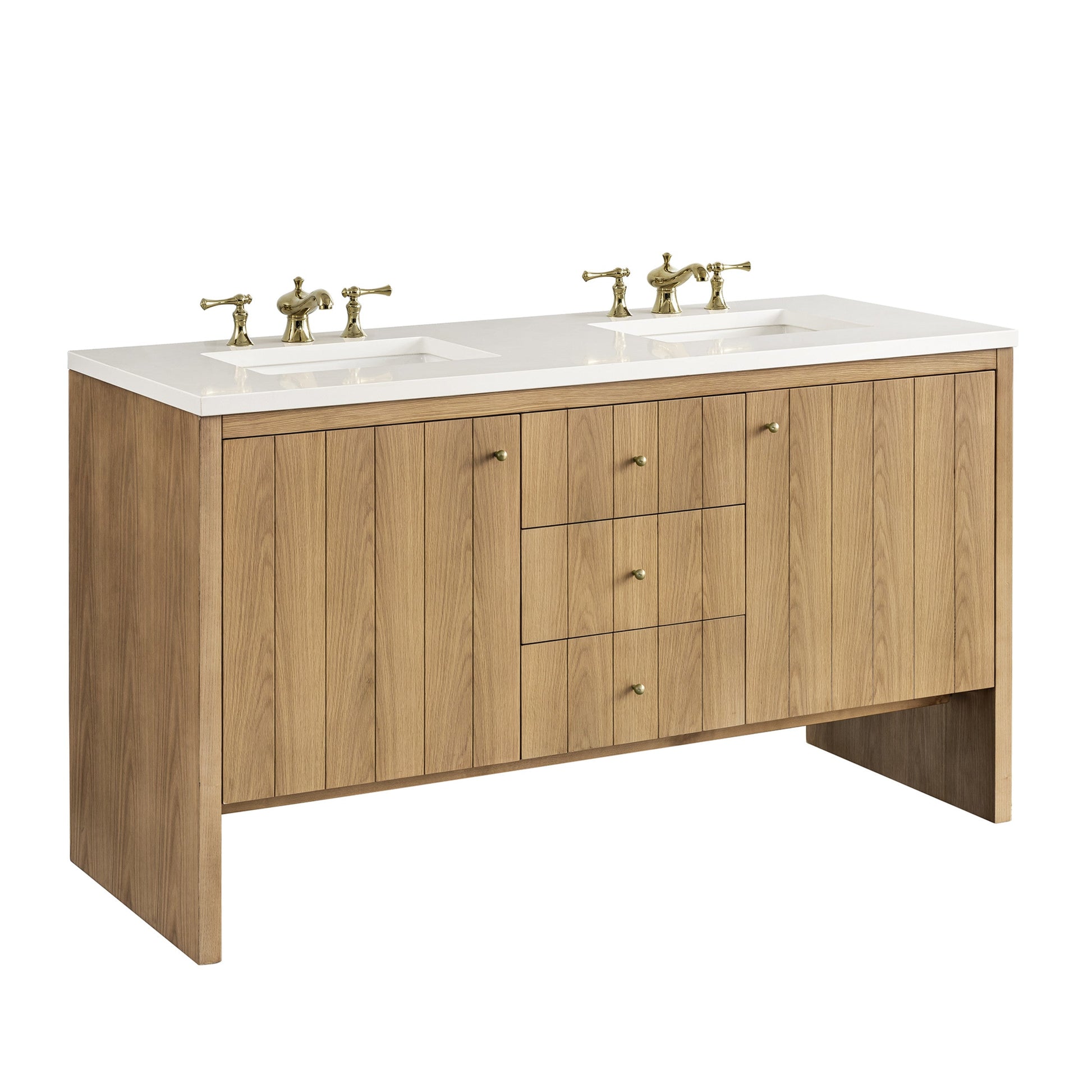 Light Natural Oak / White Zeus - 3 Faucet Holes