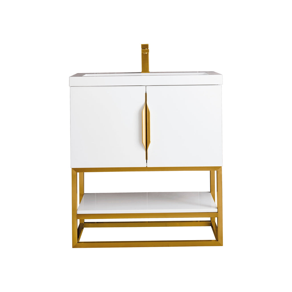 Glossy White / Radiant Gold / Glossy White - 1 Faucet Hole