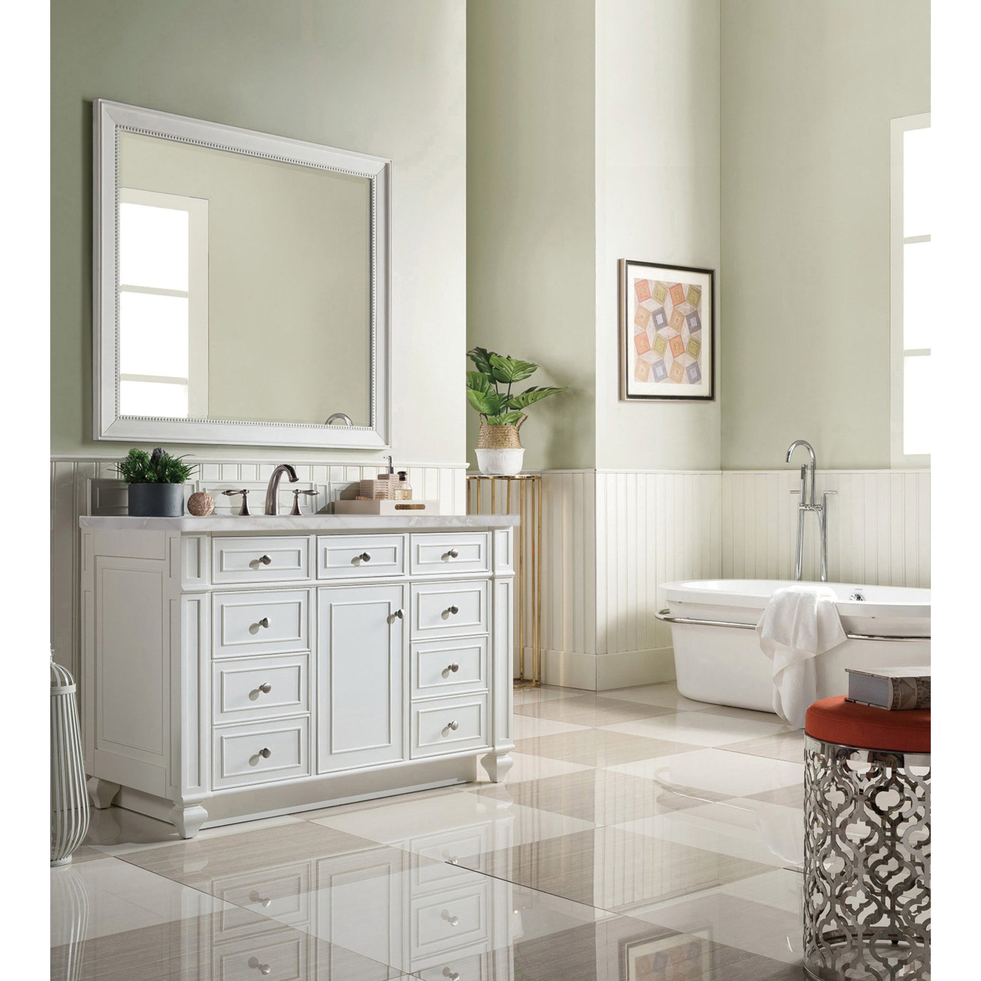 Bright White / Victorian Silver - 3 Faucet Holes