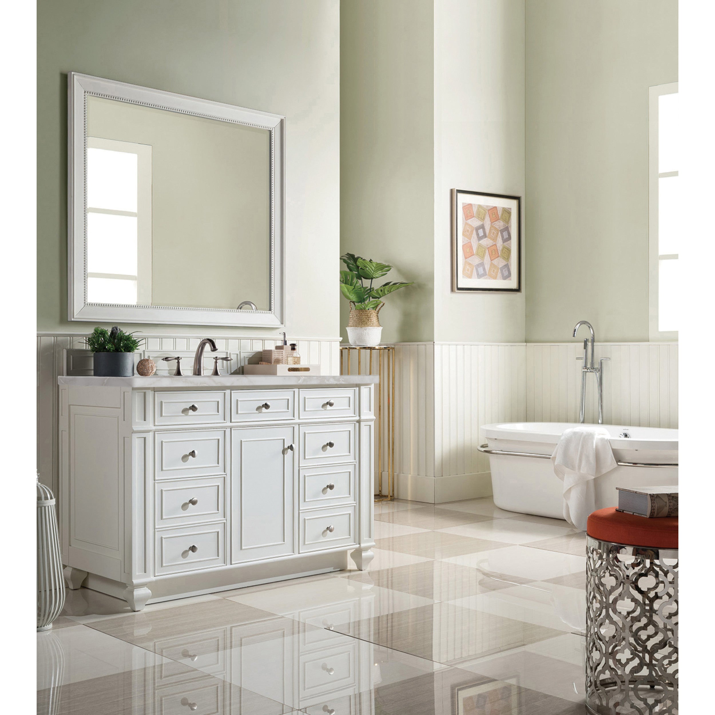 Bright White / Victorian Silver - 3 Faucet Holes