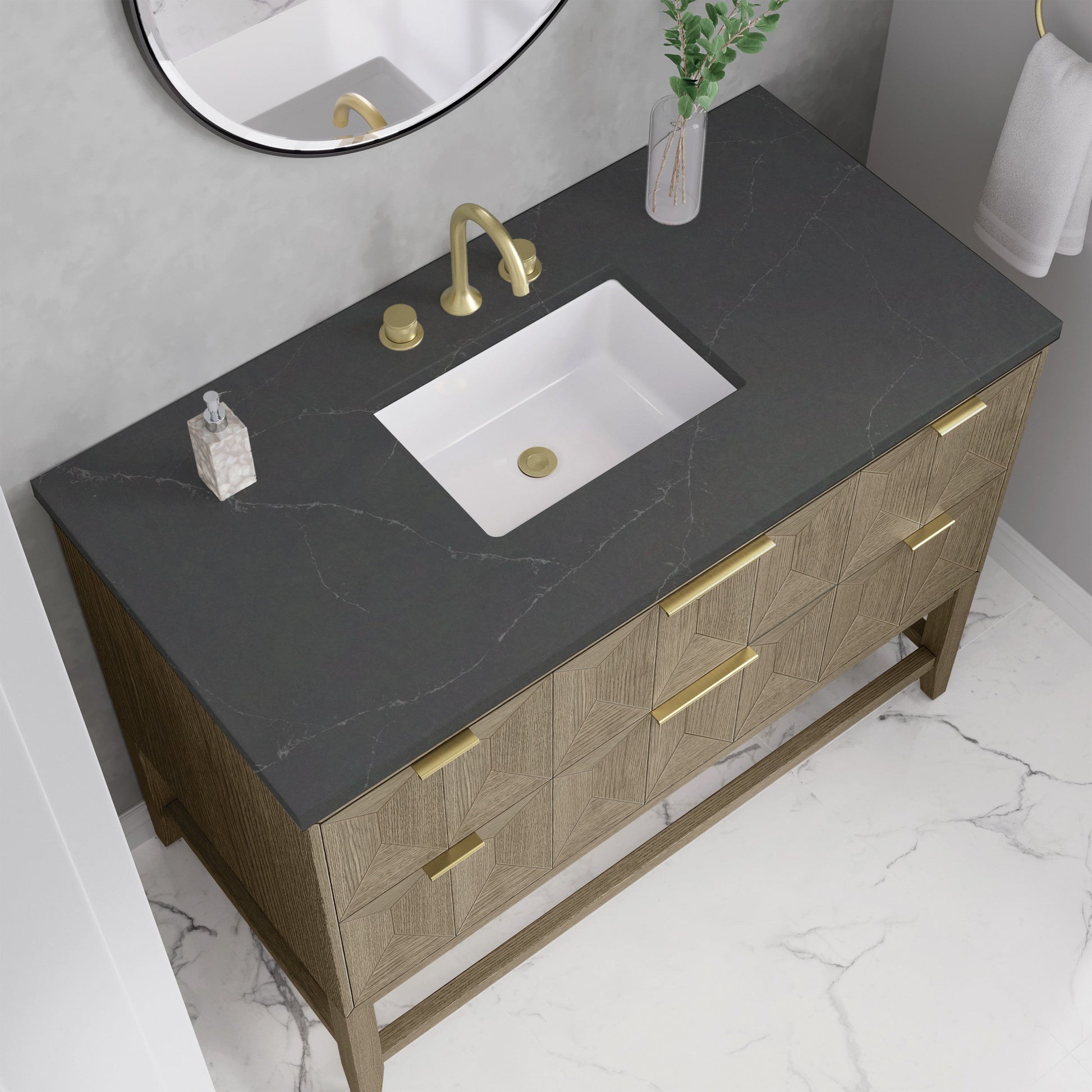Pebble Oak / Charcoal Soapstone - 3 Faucet Holes