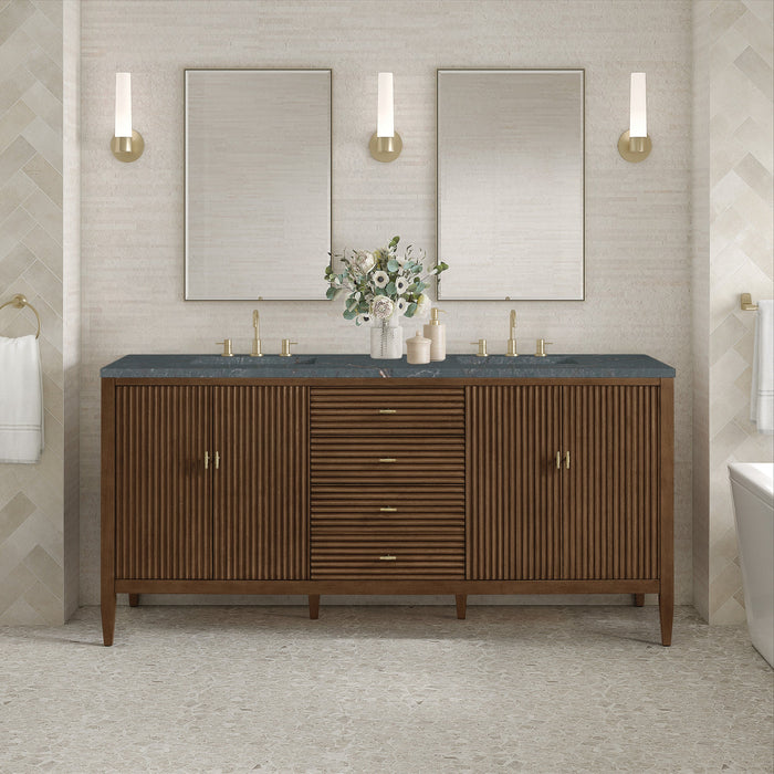 Mid-Century Walnut / Parisien Bleu - 3 Faucet Holes