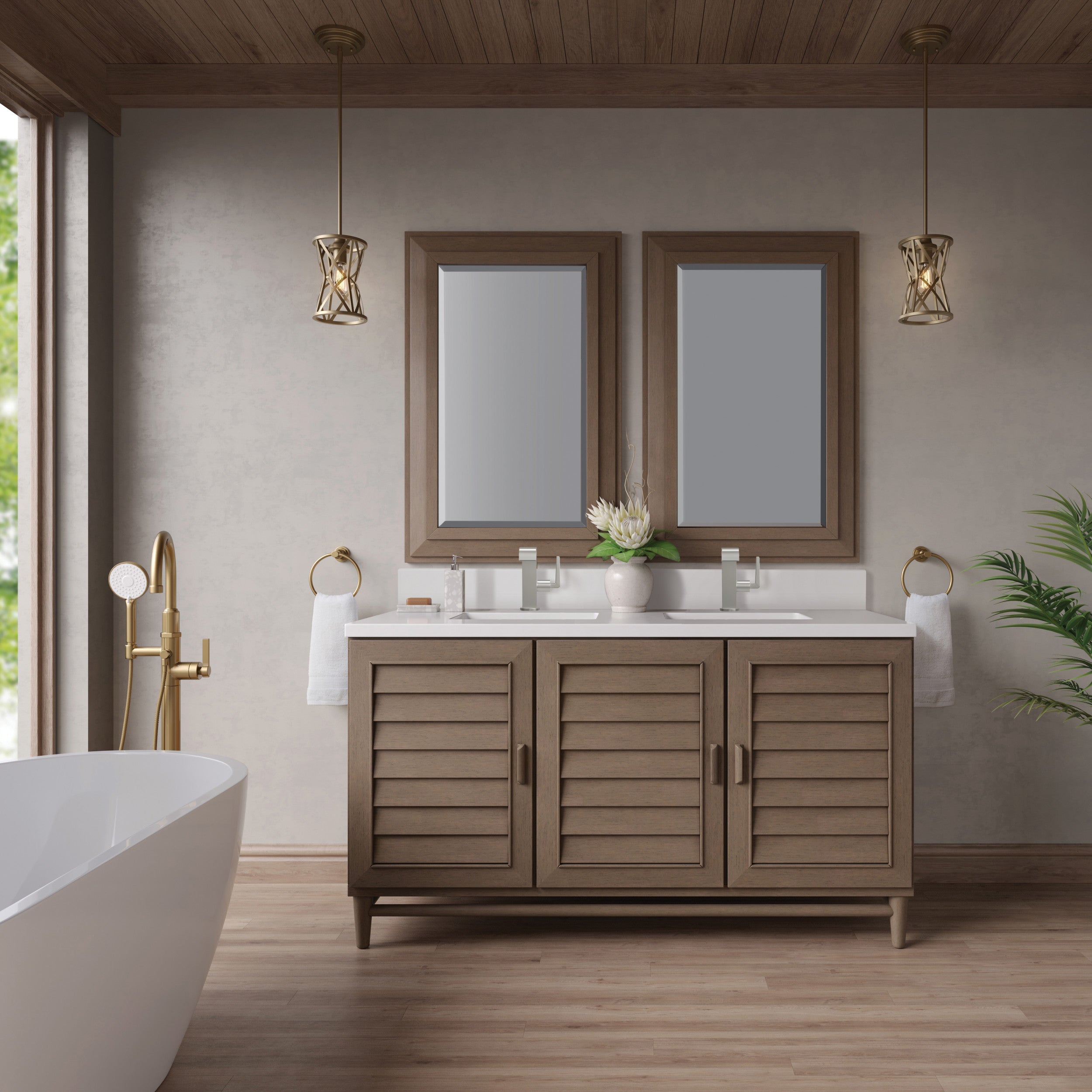 Whitewashed Walnut / White Zeus - 1 Faucet Hole