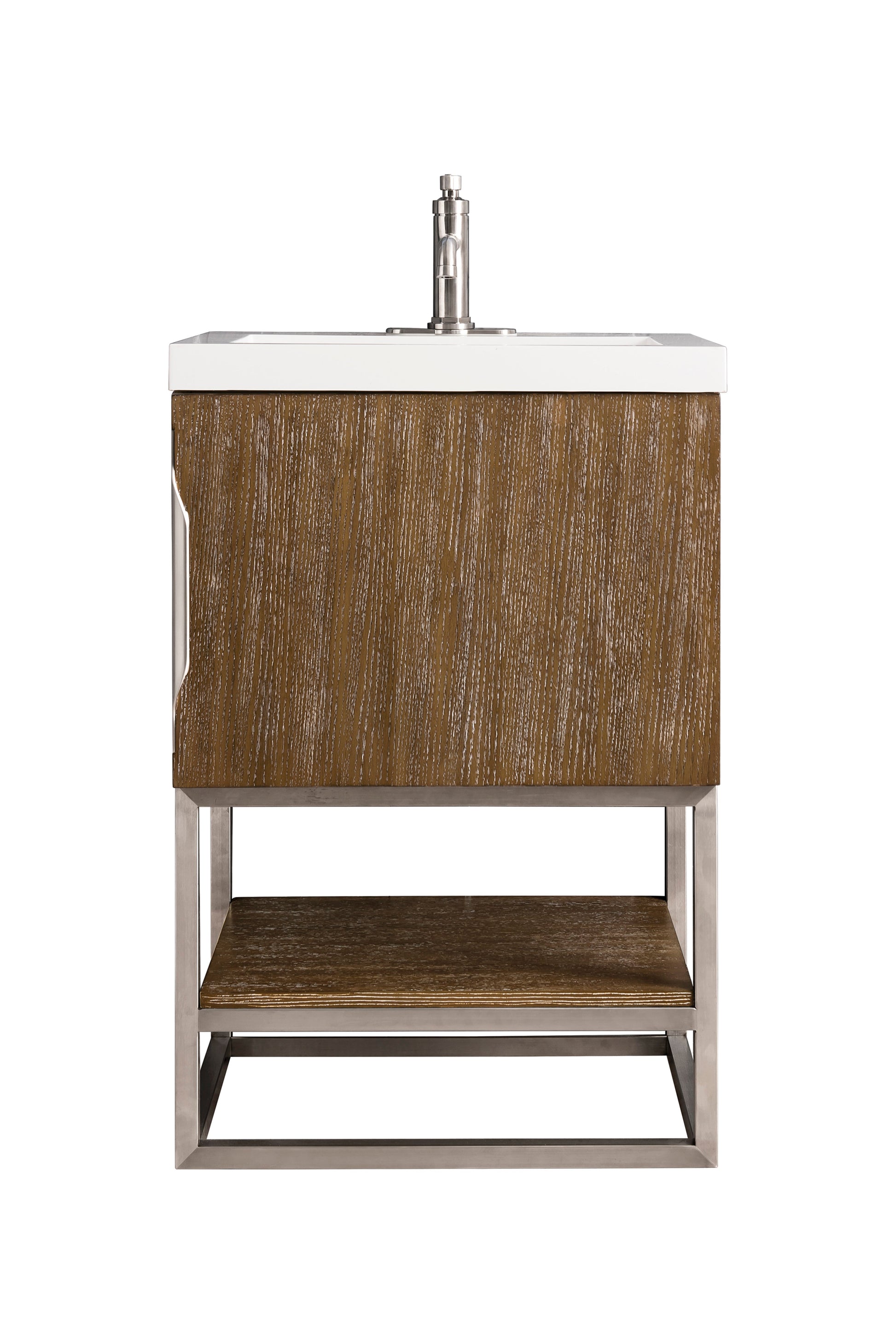 Latte Oak / Brushed Nickel / Glossy White - 1 Faucet Hole