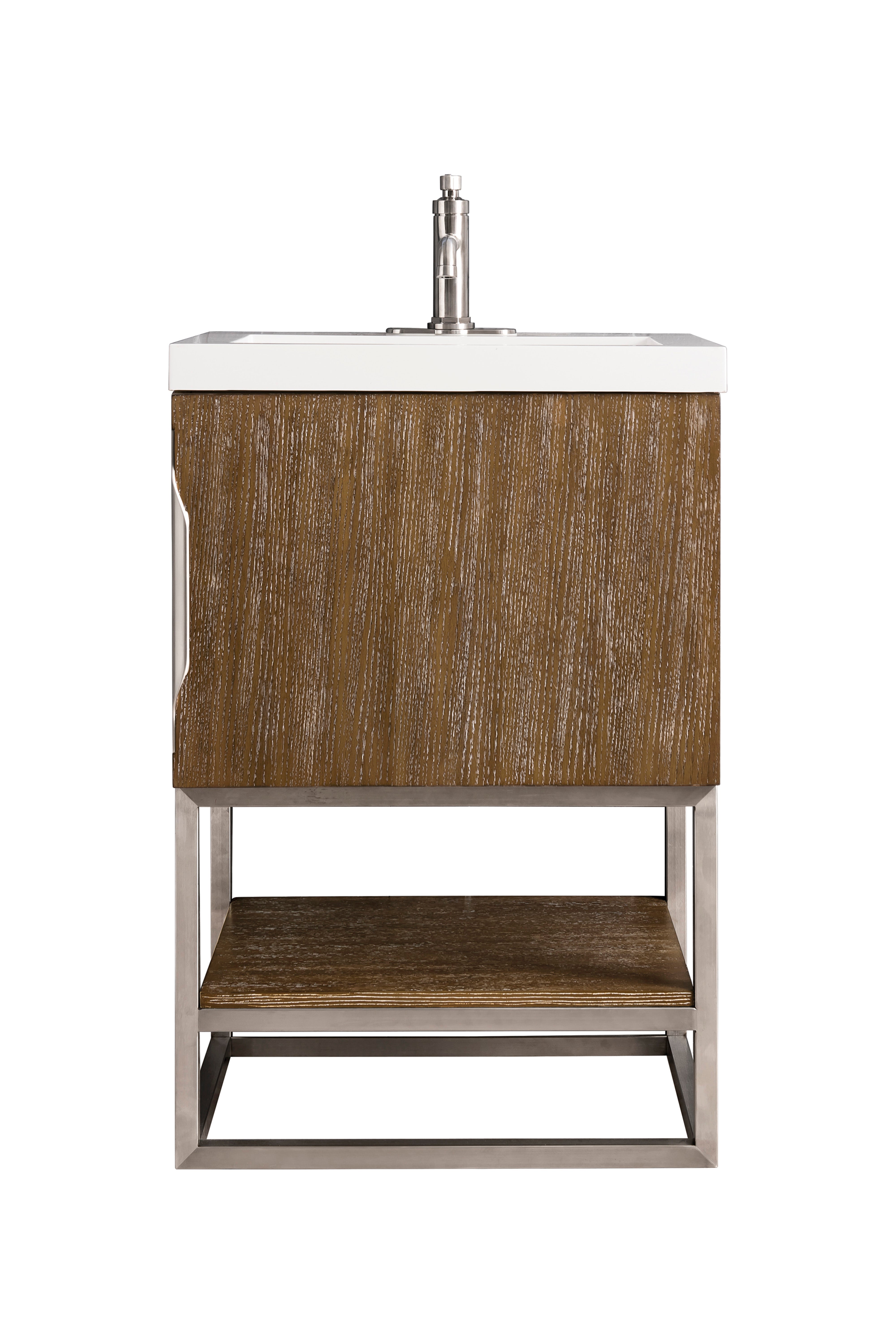 Latte Oak / Brushed Nickel / Glossy White - 1 Faucet Hole